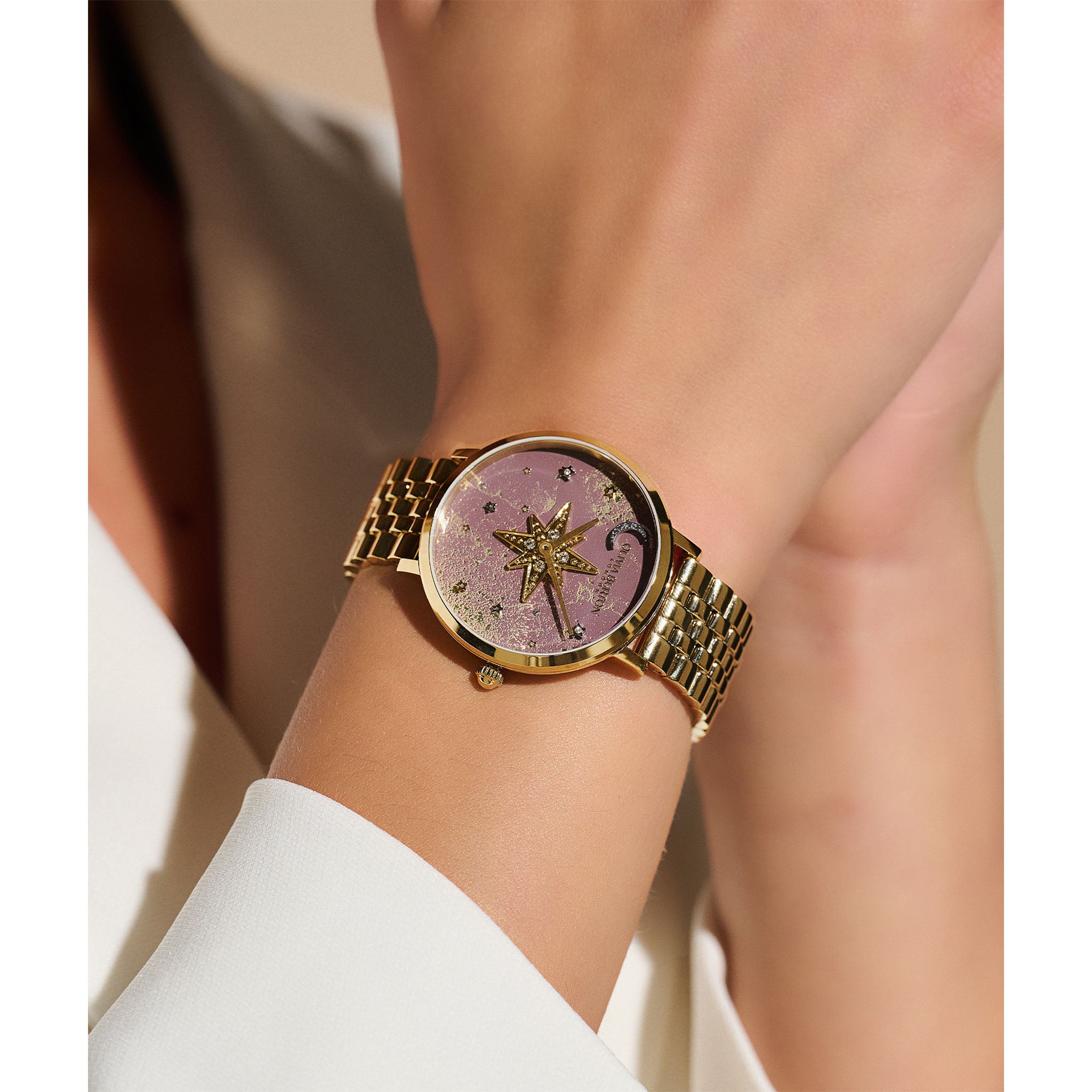 Olivia Burton Gold Steel Mushroom Dial Women's Watch - 24000079