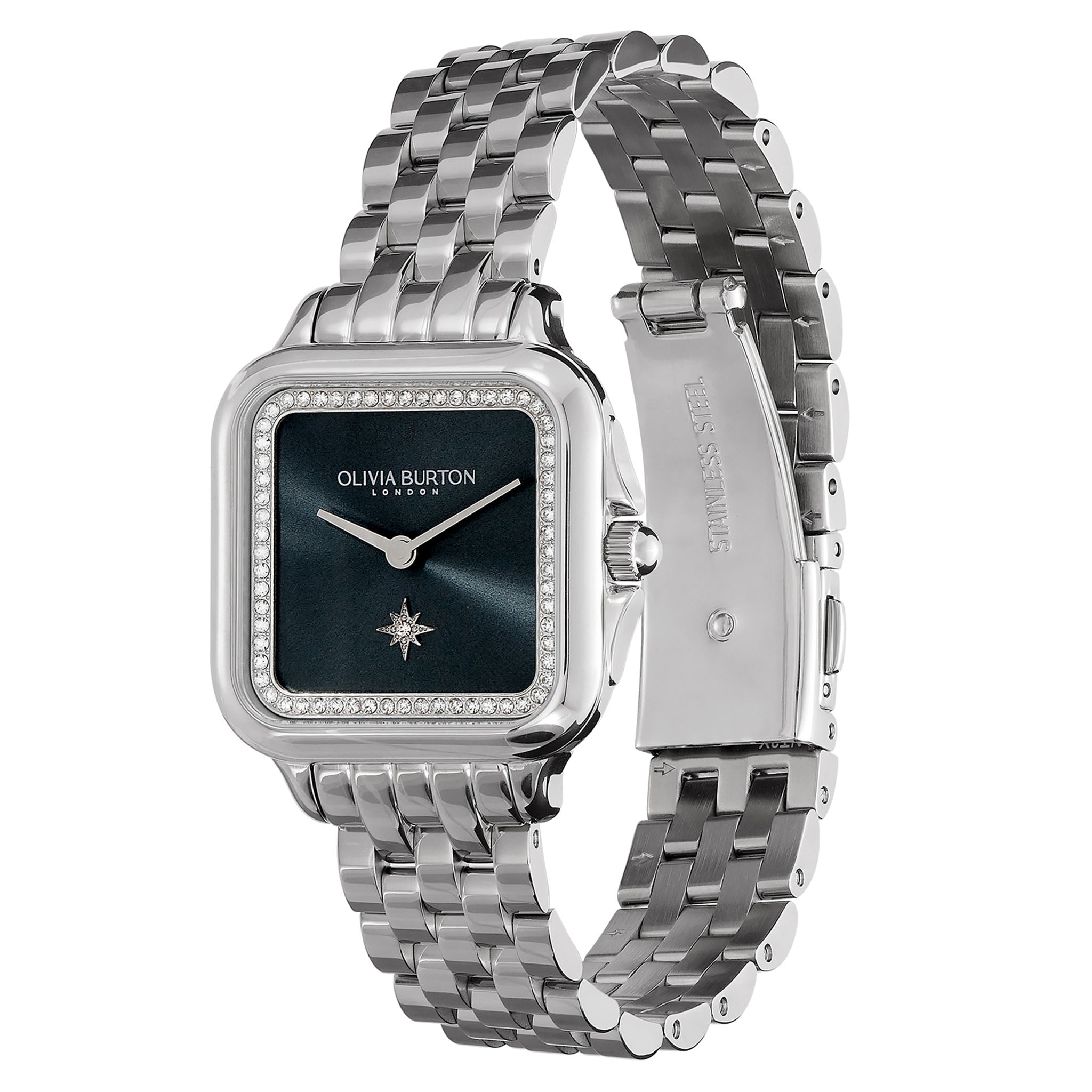 Olivia Burton Stainless Steel Blue Sunray Dial Women's Watch - 24000083