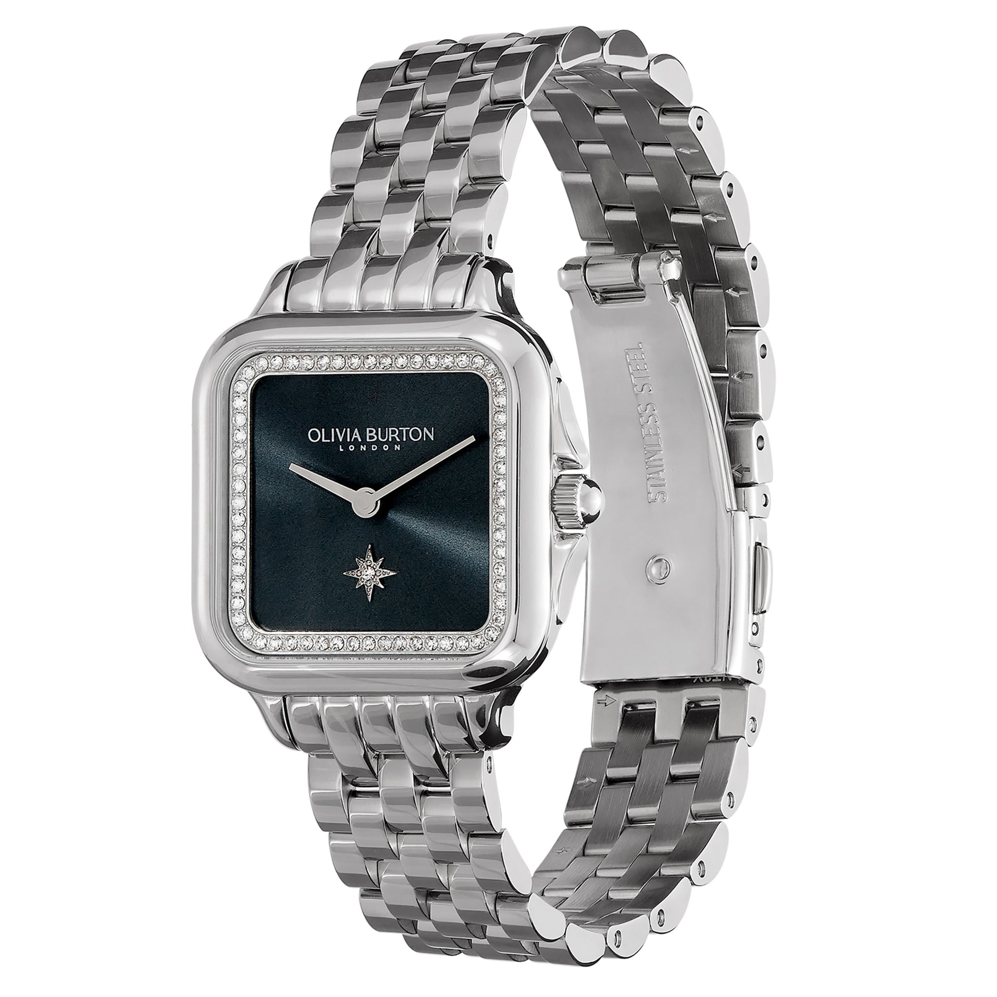 Olivia Burton Stainless Steel Blue Sunray Dial Women's Watch - 24000083