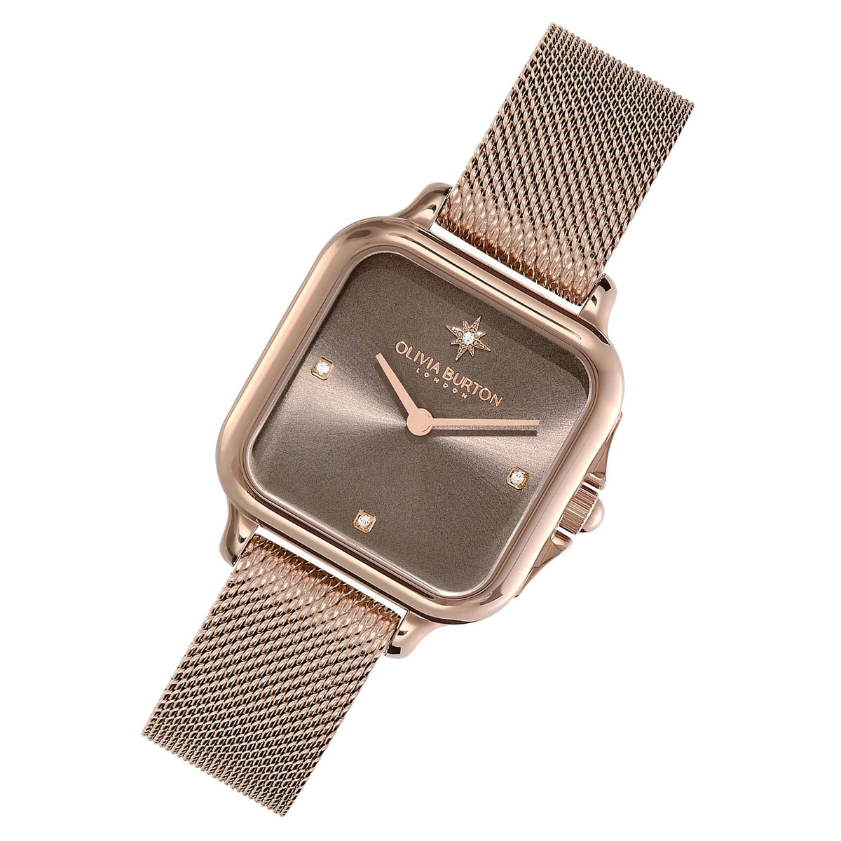 Olivia Burton Gold Steel Mesh Mushroom Dial Women's Watch - 24000088