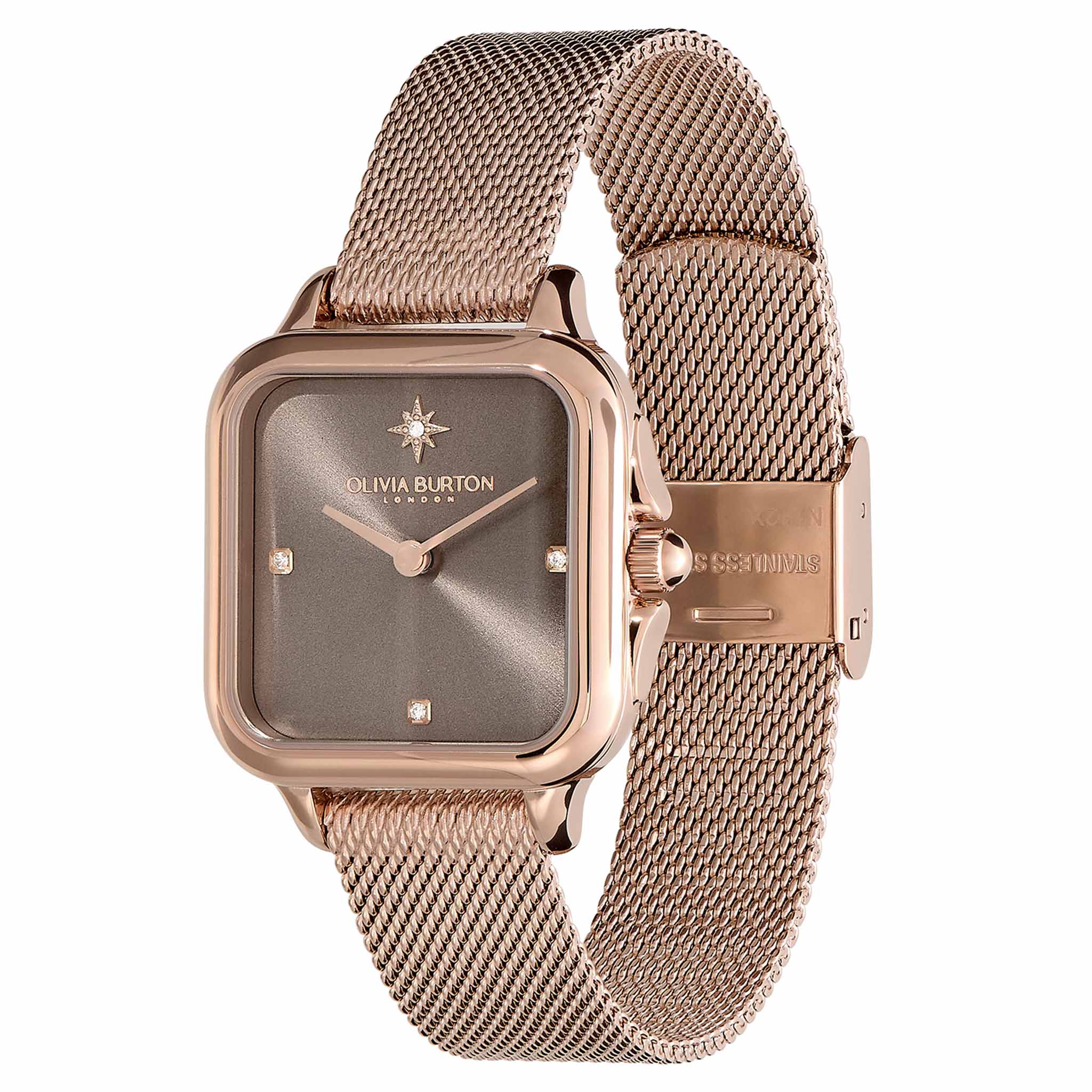 Olivia Burton Gold Steel Mesh Mushroom Dial Women's Watch - 24000088