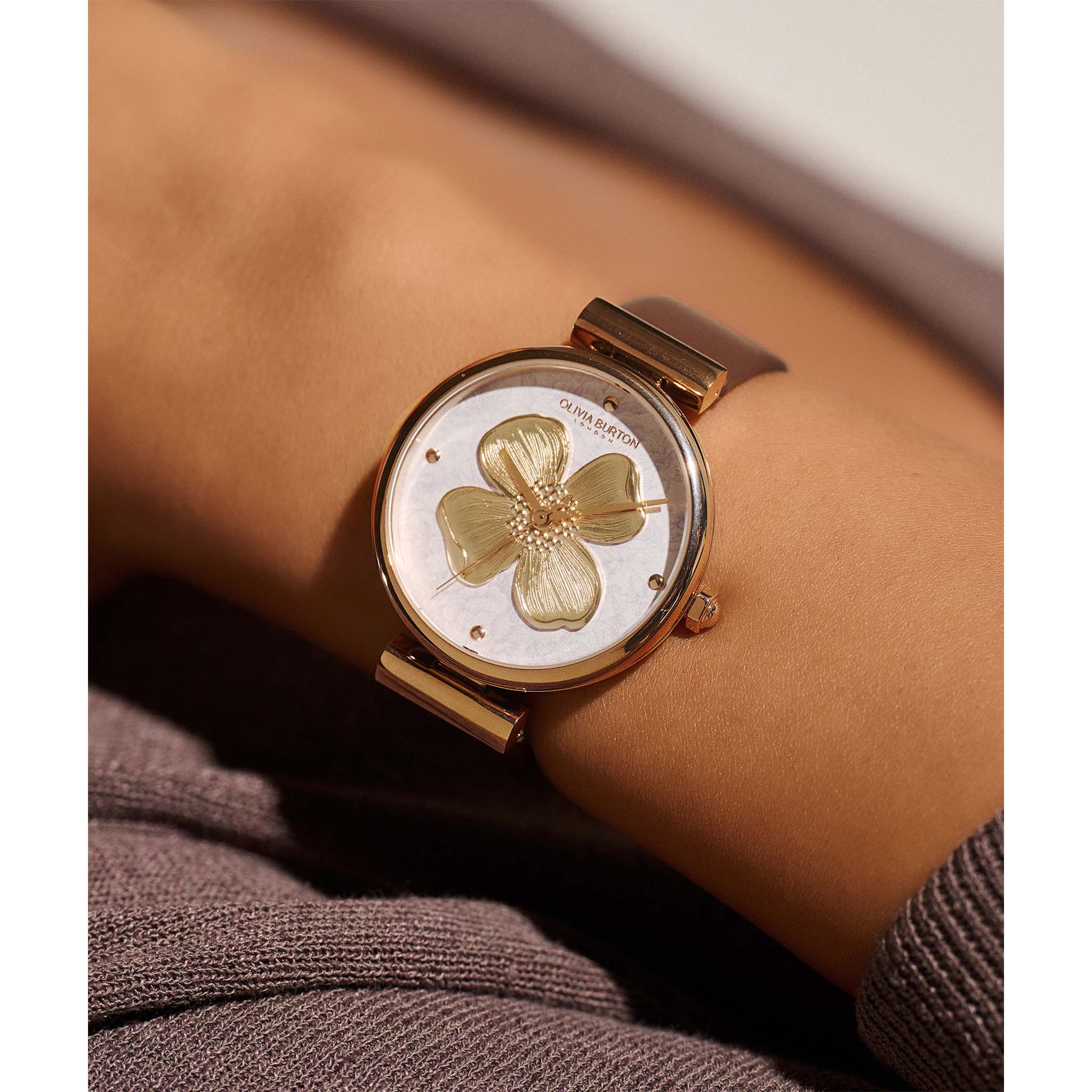 Olivia Burton Mushroom Leather Silver White Dial Women's Watch - 24000093