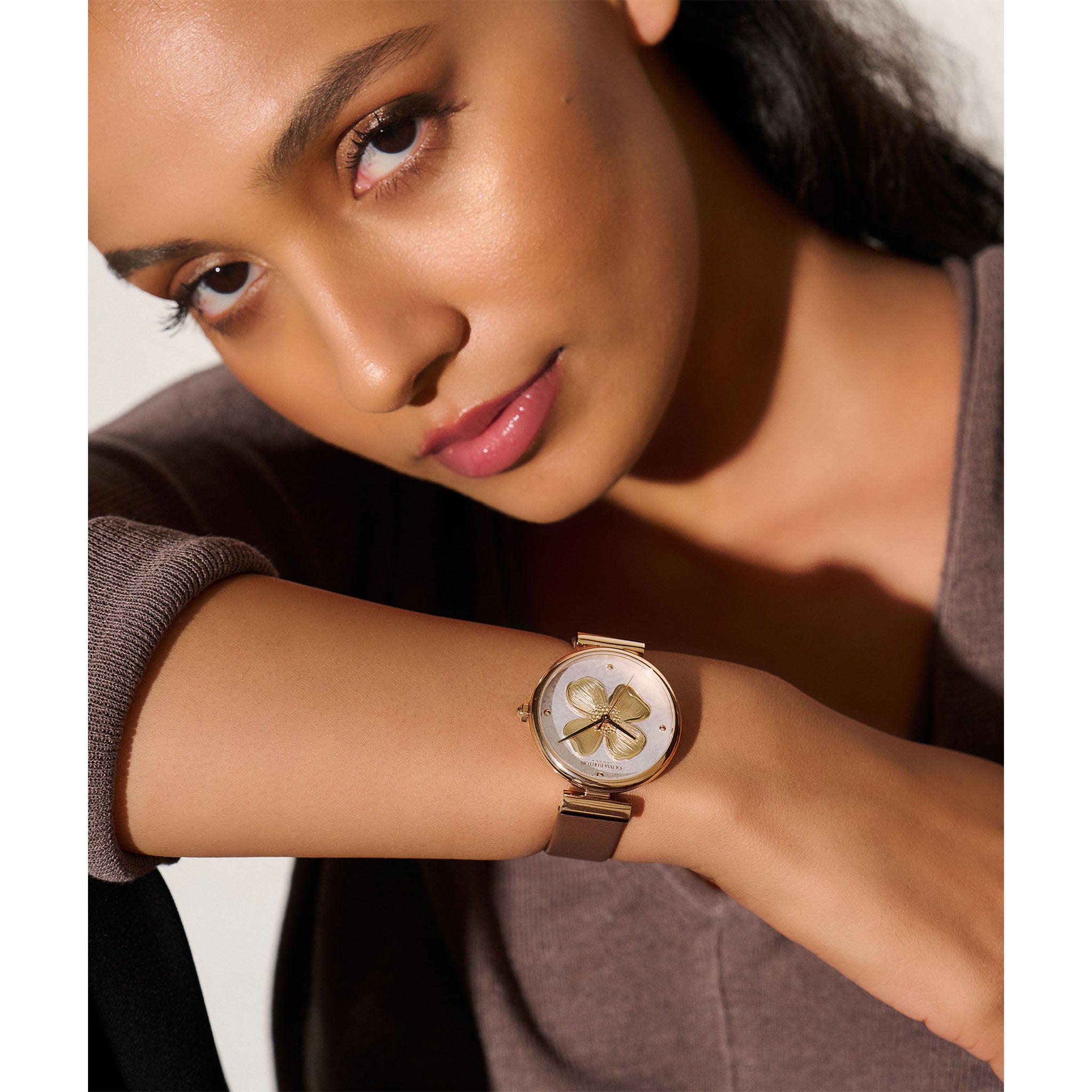 Olivia Burton Mushroom Leather Silver White Dial Women's Watch - 24000093