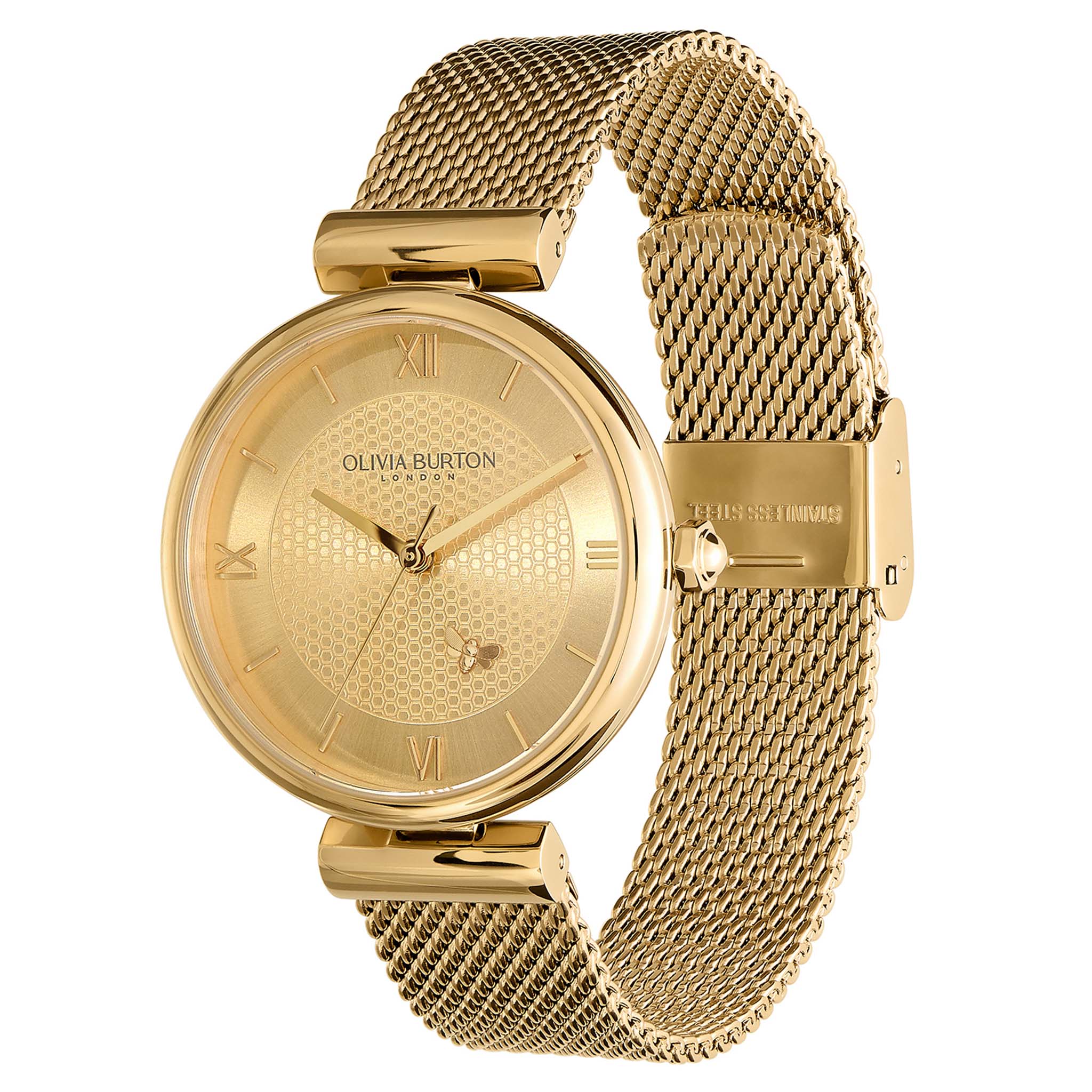 Olivia Burton Gold Steel Mesh Women's Watch - 24000096