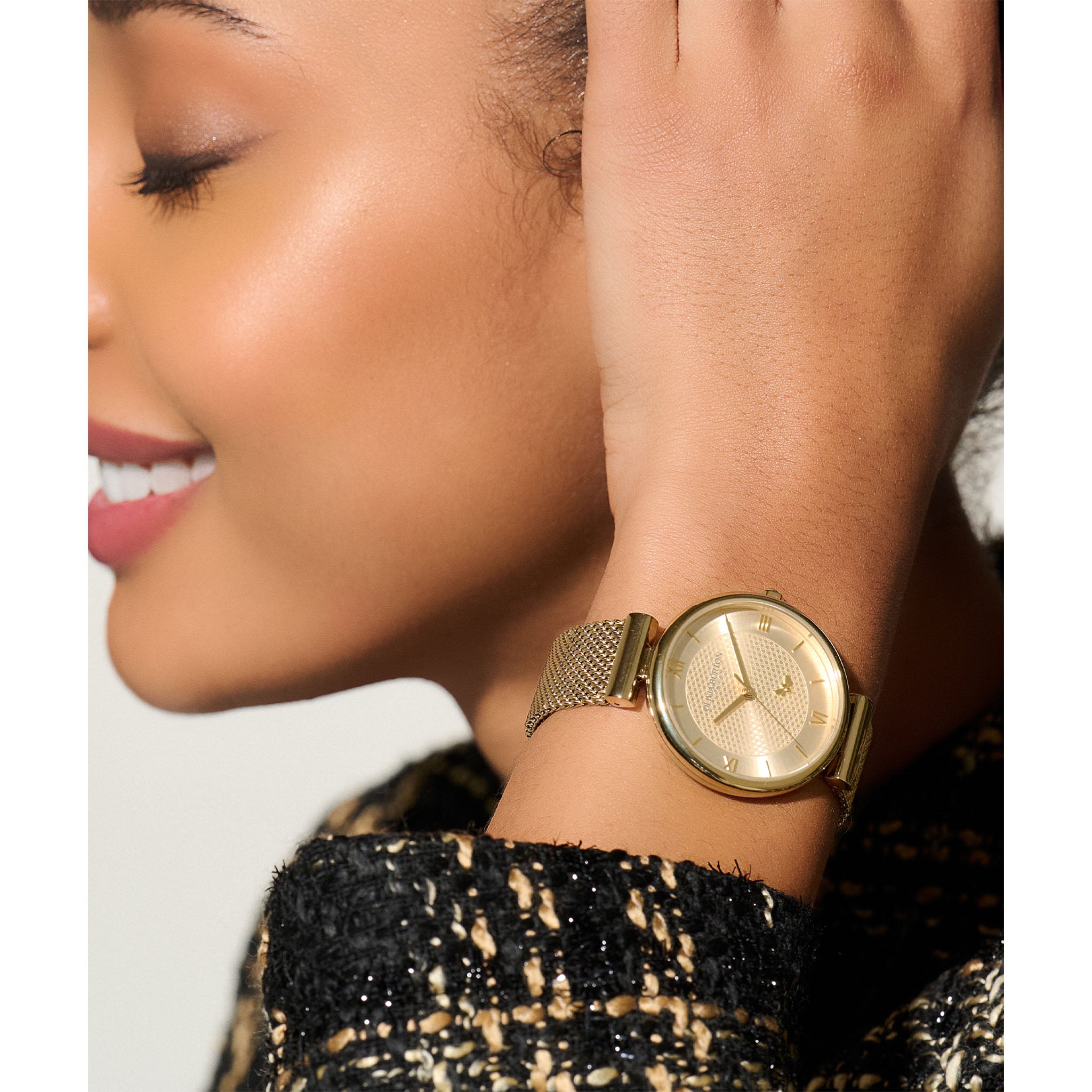 Olivia Burton Gold Steel Mesh Women's Watch - 24000096