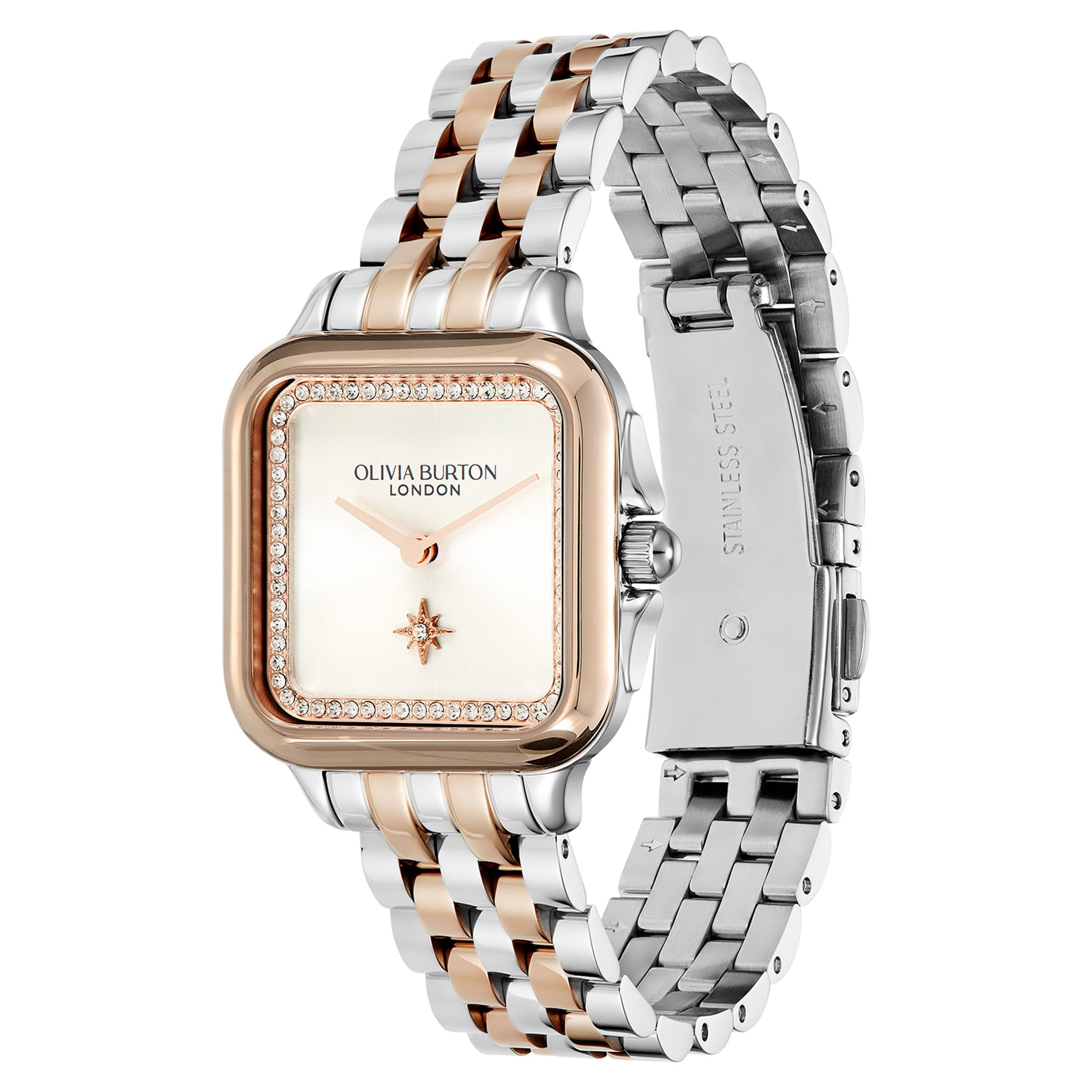 Olivia Burton Two-Tone Steel Silver White Dial Women's Watch - 24000125