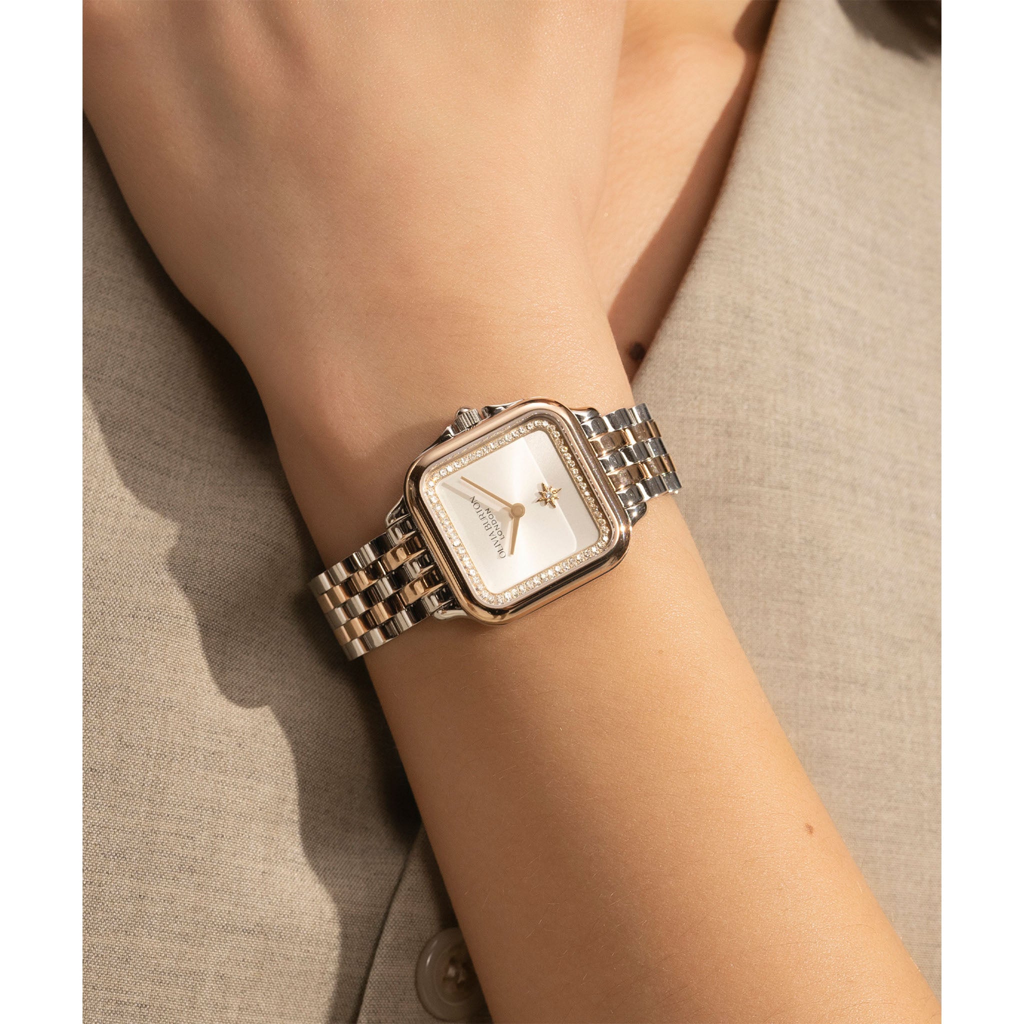 Olivia Burton Two-Tone Steel Silver White Dial Women's Watch - 24000125