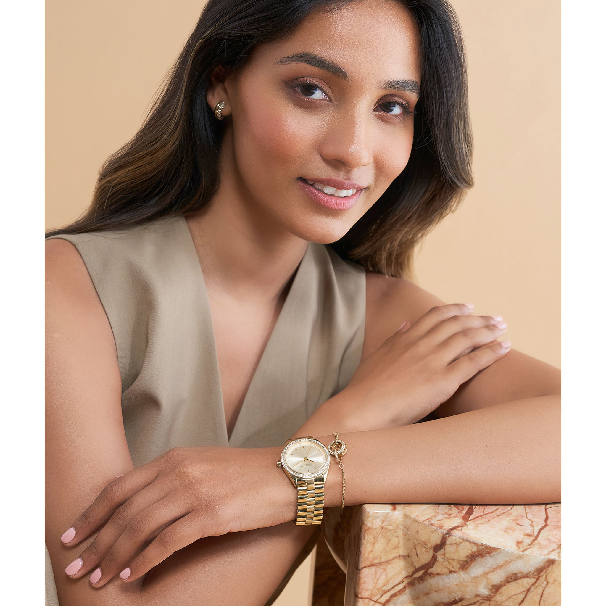 Olivia Burton Gold Steel Light Gold Dial Women's Watch - 24000135