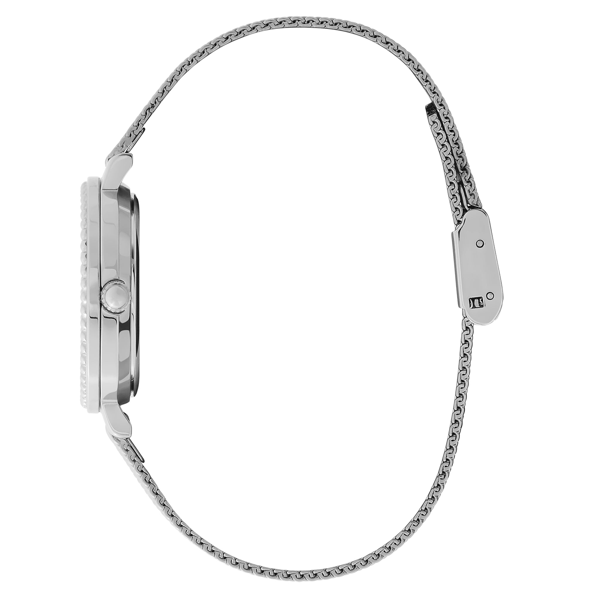 Olivia Burton Stainless Steel Mesh Silver White Dial Women's Watch - 24000160