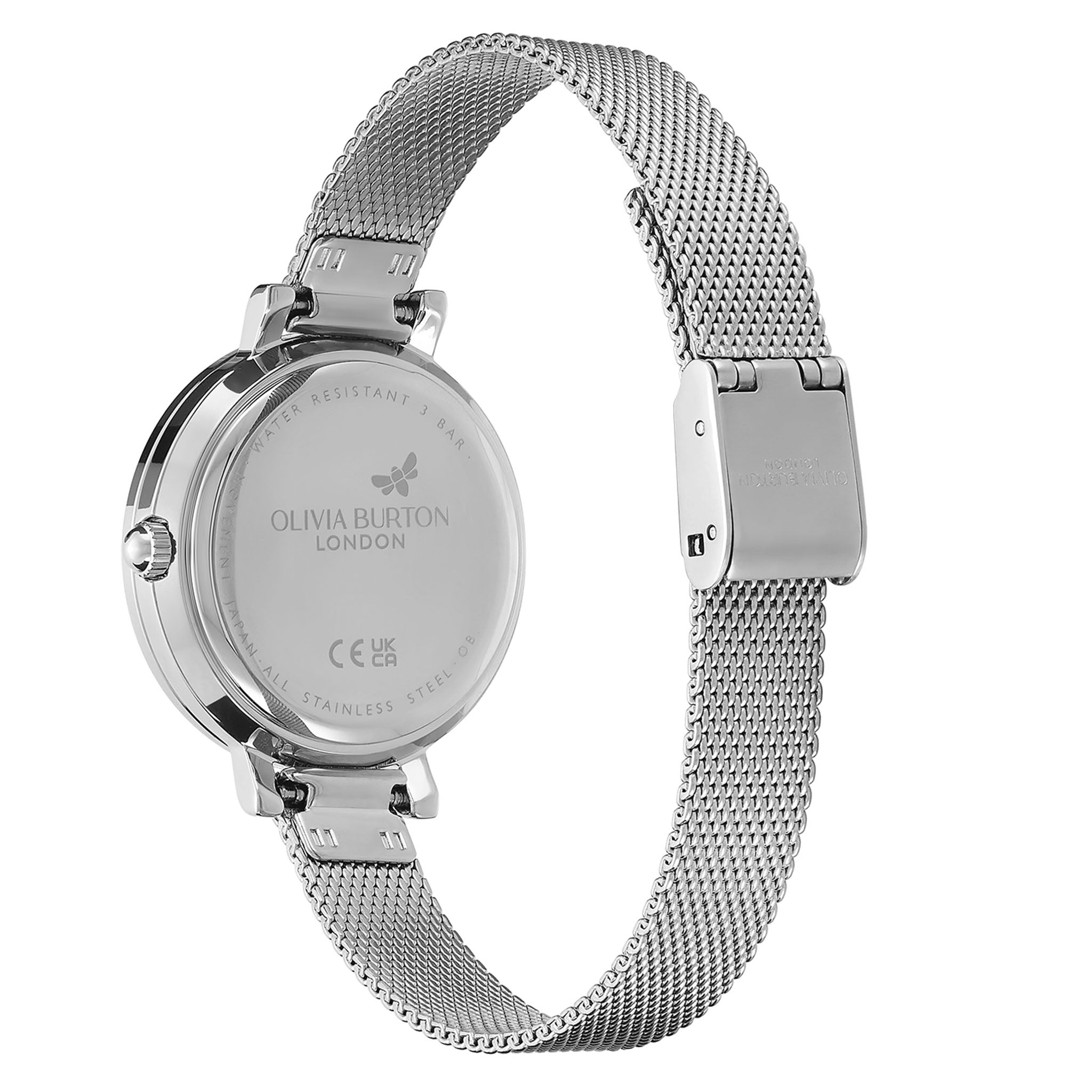 Olivia Burton Stainless Steel Mesh Silver White Dial Women's Watch - 24000160