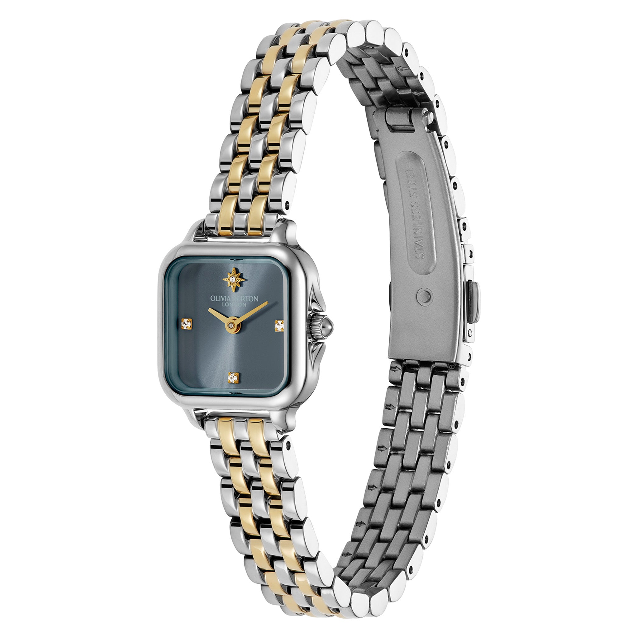 Olivia Burton Two-Tone Steel Chalk Blue Dial Women's Watch - 24000258