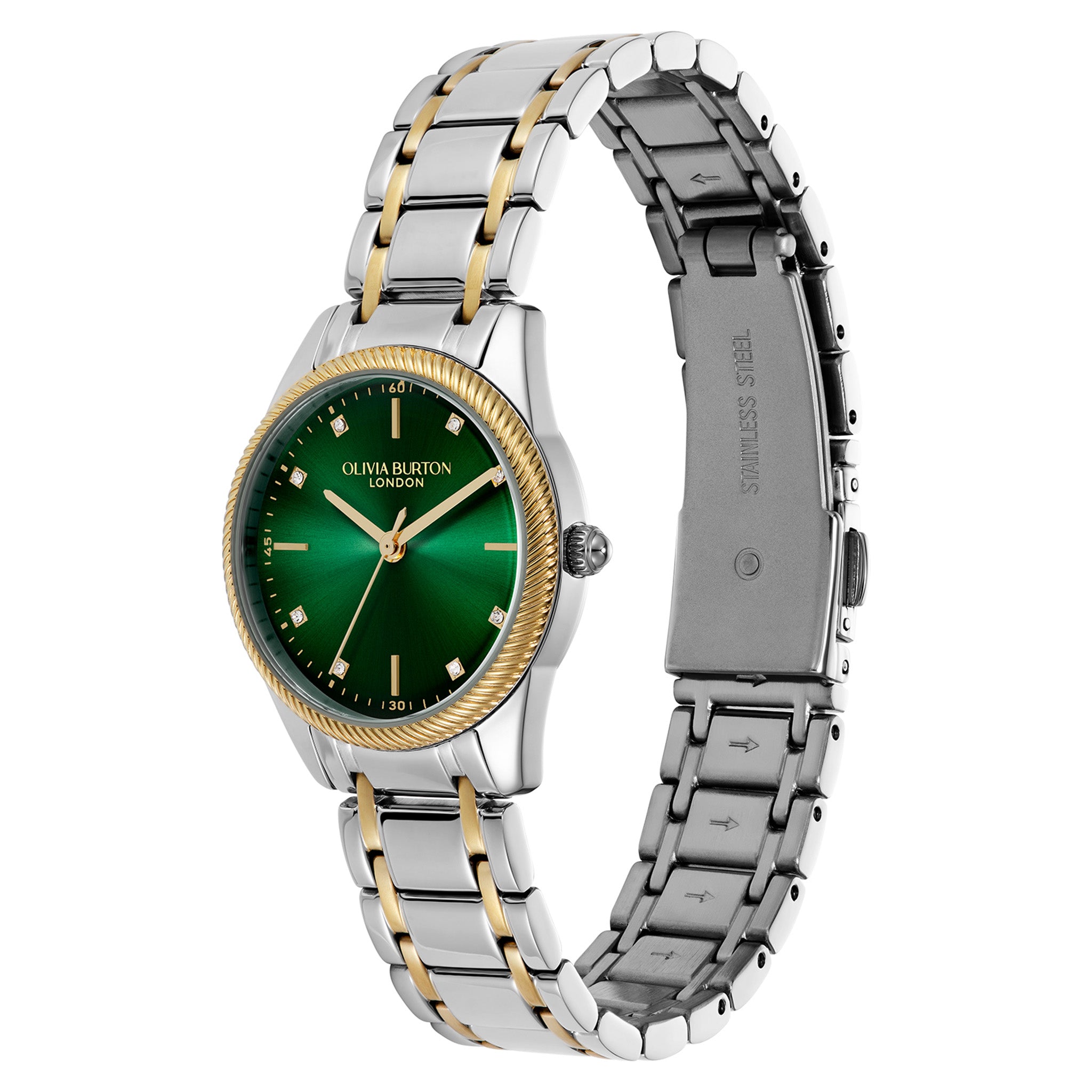 Olivia Burton Two-Tone Steel Forest Green Dial Women's Watch - 24000292