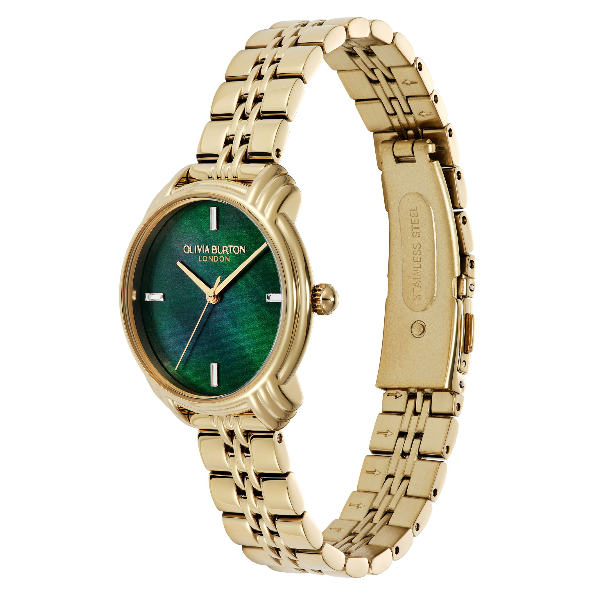 Olivia Burton Gold Steel Forest Green Dial Women's Watch - 24000294