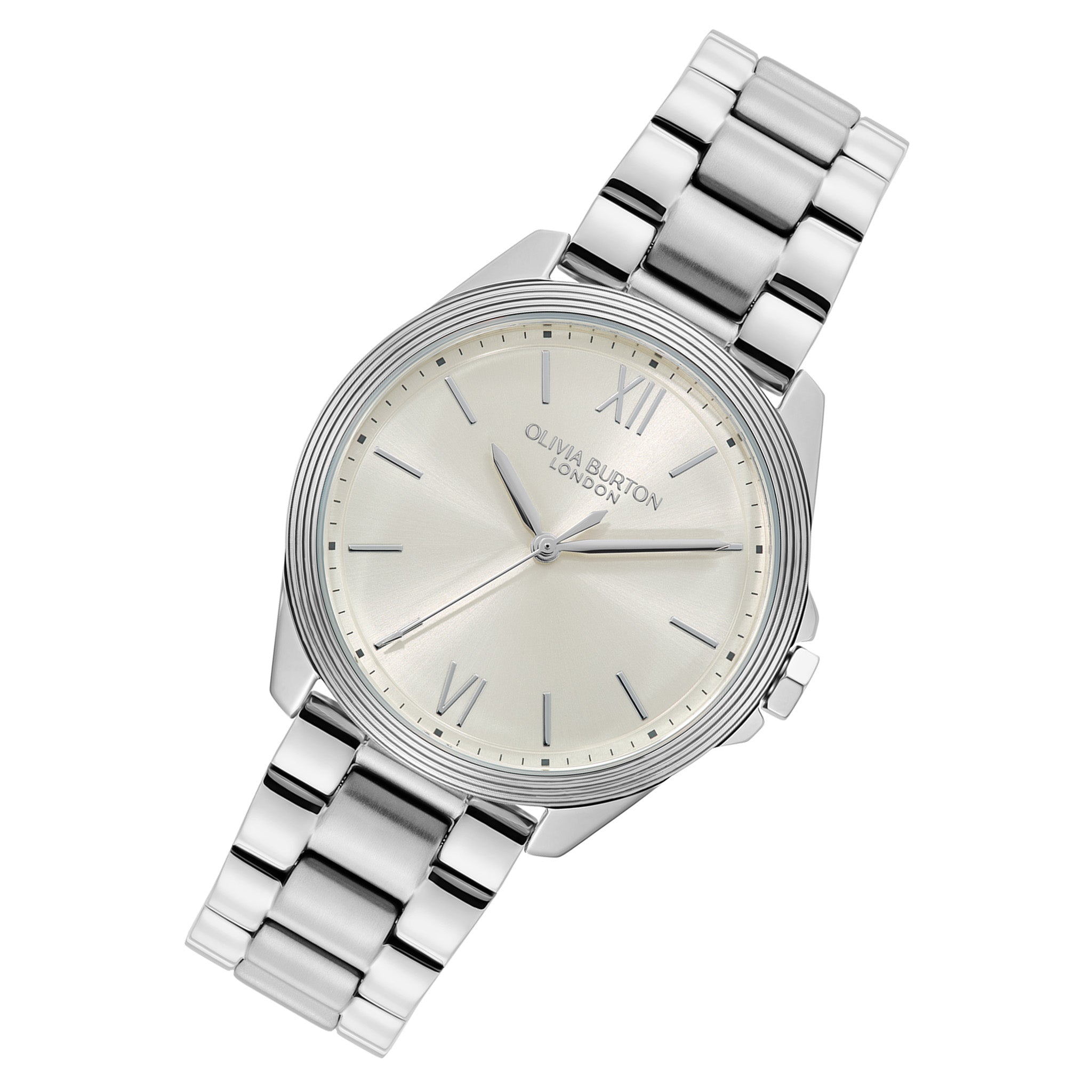 Olivia Burton Silver Steel Ivory Dial Women's Watch - 24000330