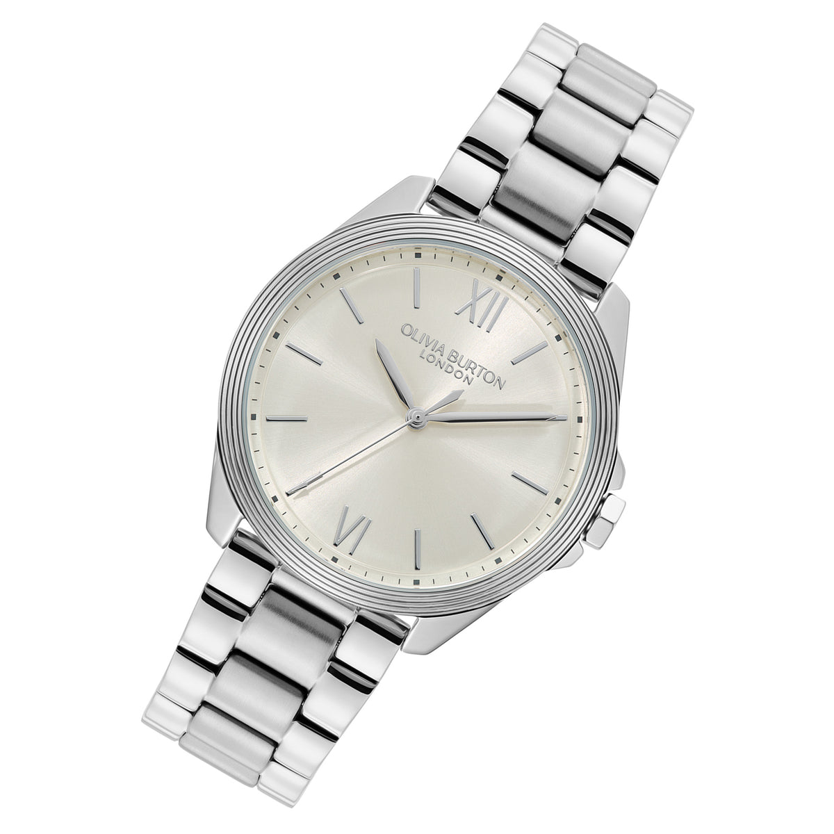 Olivia Burton Silver Steel Ivory Dial Women's Watch - 24000330