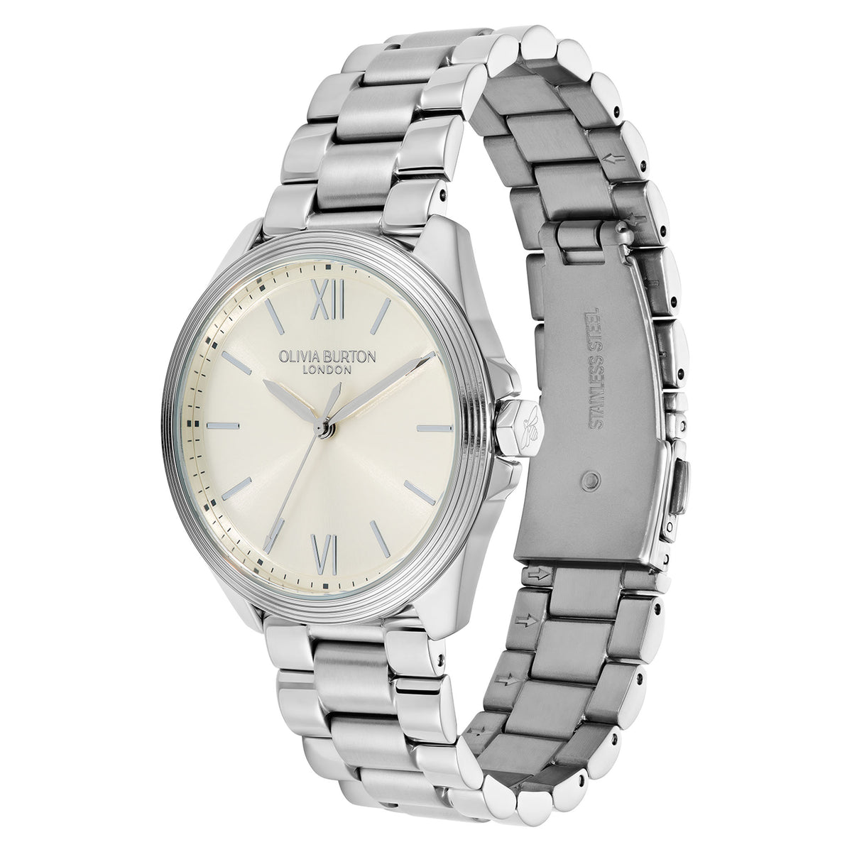 Olivia Burton Silver Steel Ivory Dial Women's Watch - 24000330