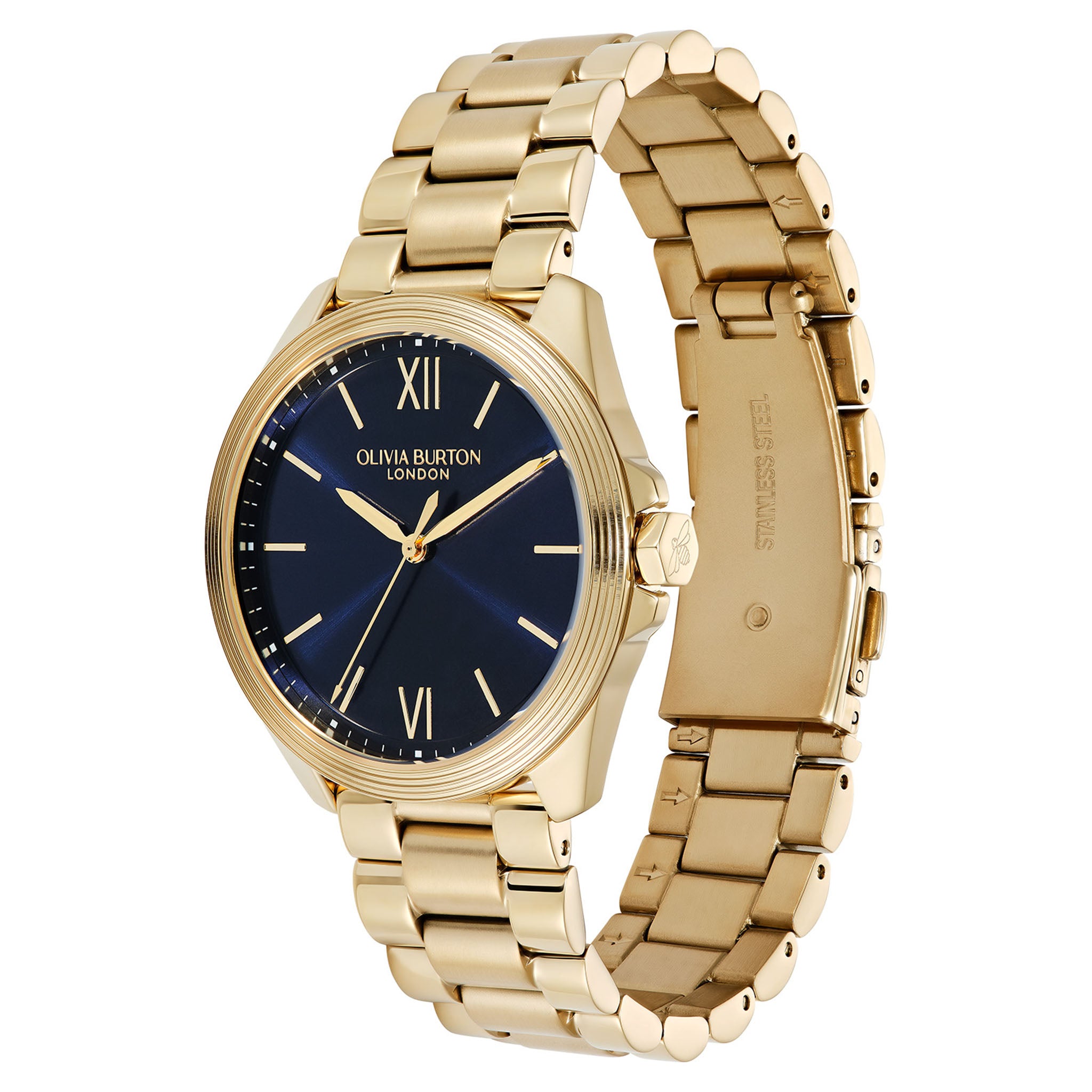 Olivia Burton Gold Steel Navy Dial Women's Watch - 24000331