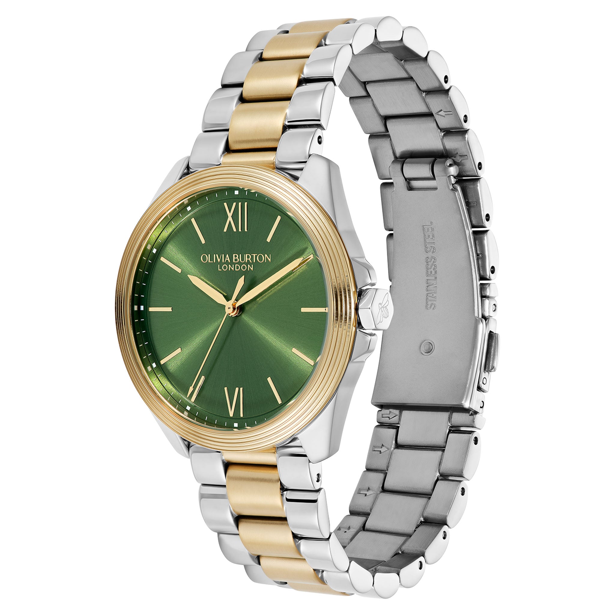 Olivia Burton Two-Tone Steel Green Dial Women's Watch - 24000333