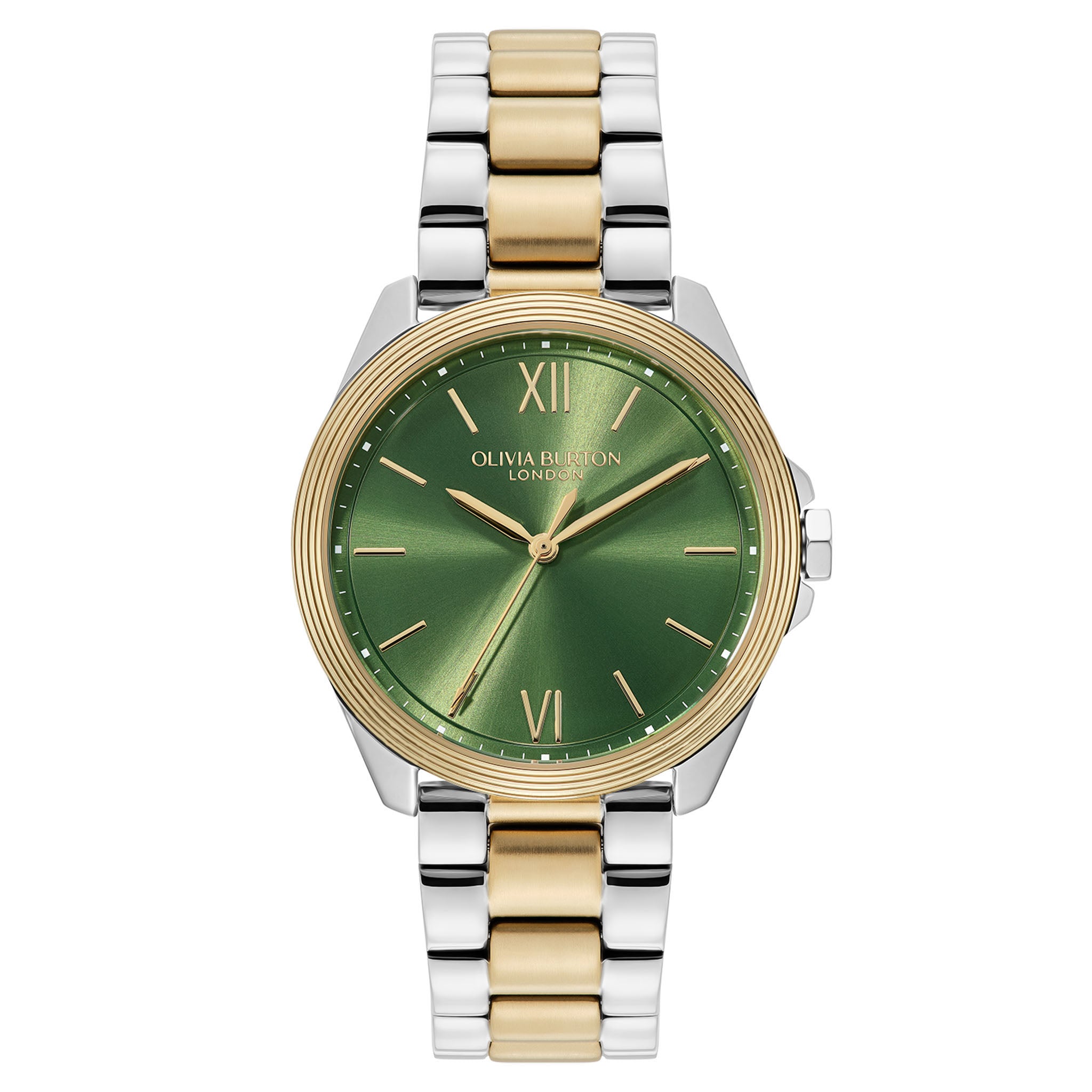 Olivia Burton Two-Tone Steel Green Dial Women's Watch - 24000333