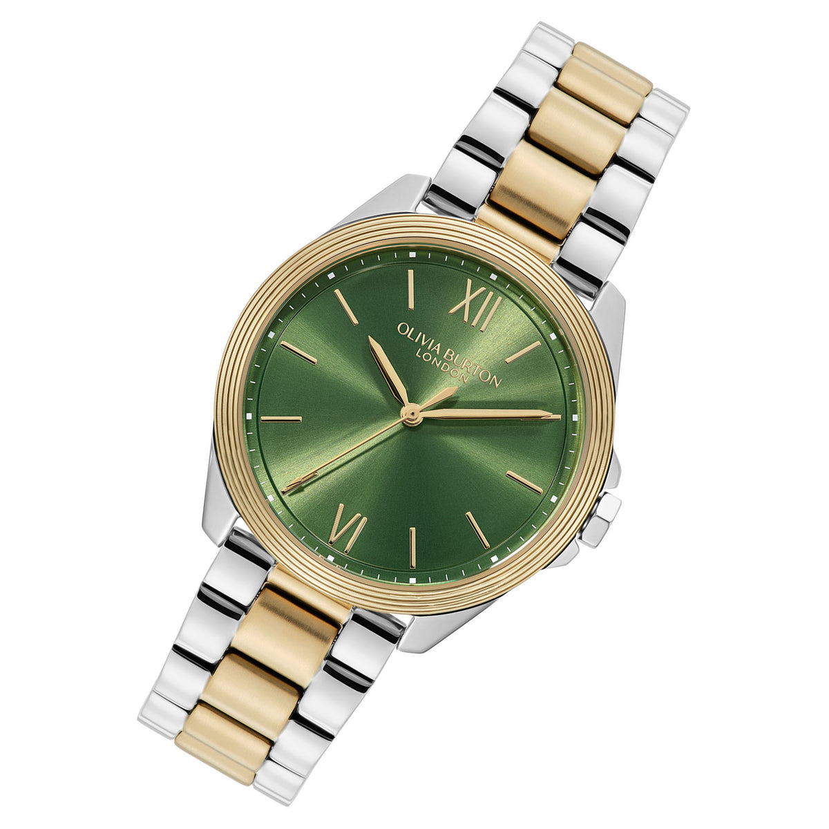 Olivia Burton Two-Tone Steel Green Dial Women's Watch - 24000333