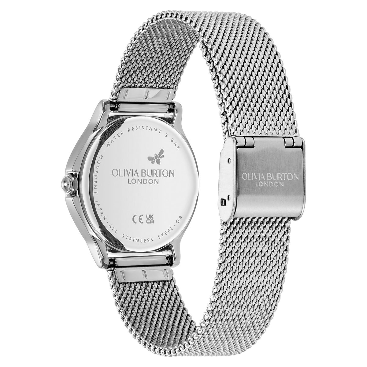 Olivia Burton Stainless Steel Mesh Silver White Dial Women's Watch - 24000340