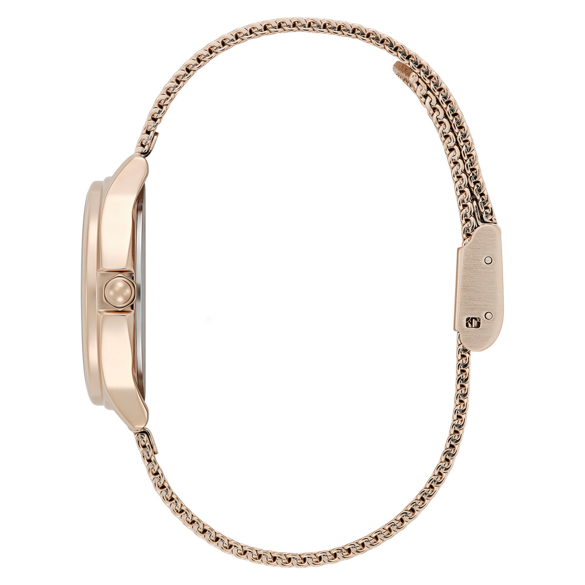 Olivia Burton Rose Gold Steel Mesh Silver White Dial Women's Watch - 24000342