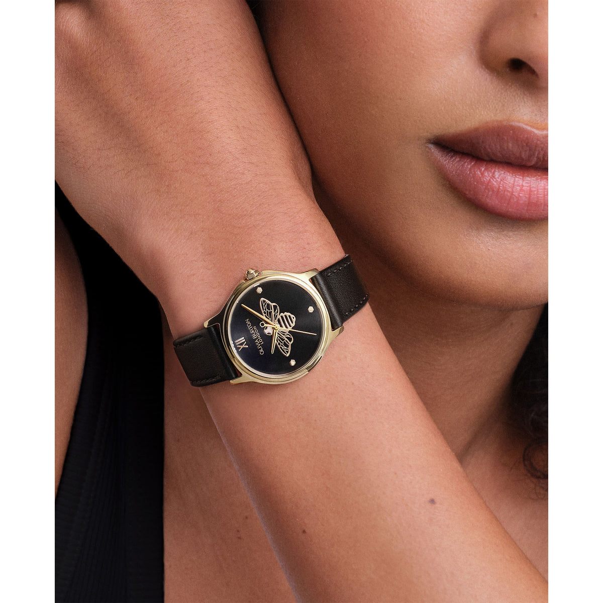 Olivia Burton Leather Black Dial Women's Watch - 24000344