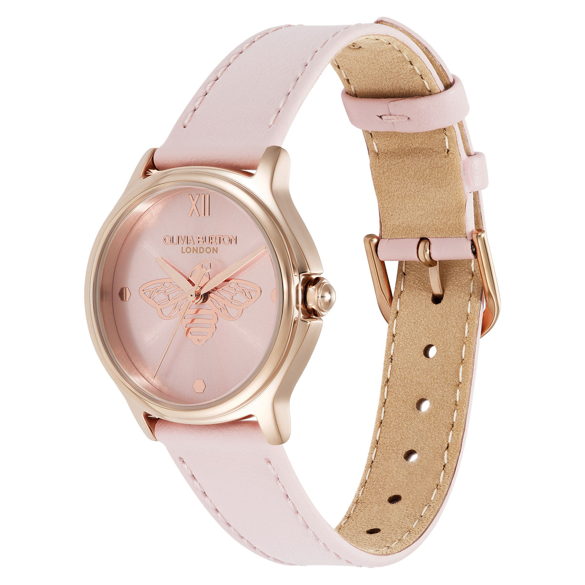 Olivia Burton Leather Primrose Dial Women's Watch - 24000345
