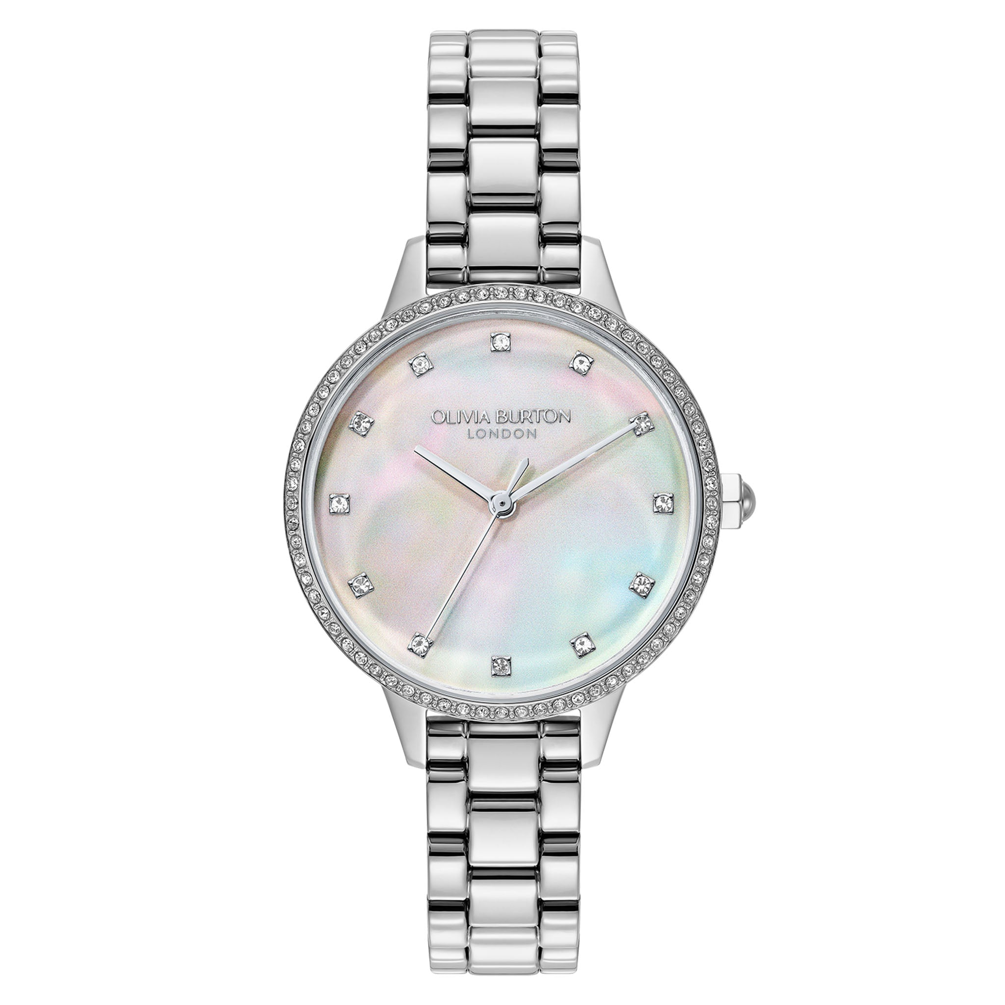 Olivia Burton Silver Steel White MOP Dial Women's Watch - 24000346