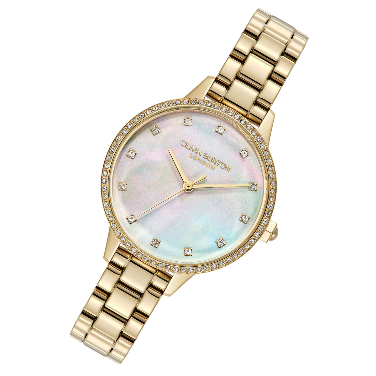 Olivia Burton Gold Steel White & Pearl Dial Women's Watch - 24000347