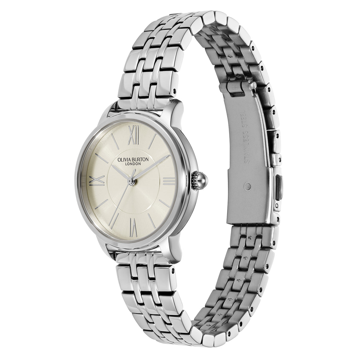 Olivia Burton Stainless Steel Silver White Dial Women's Watch - 24000349