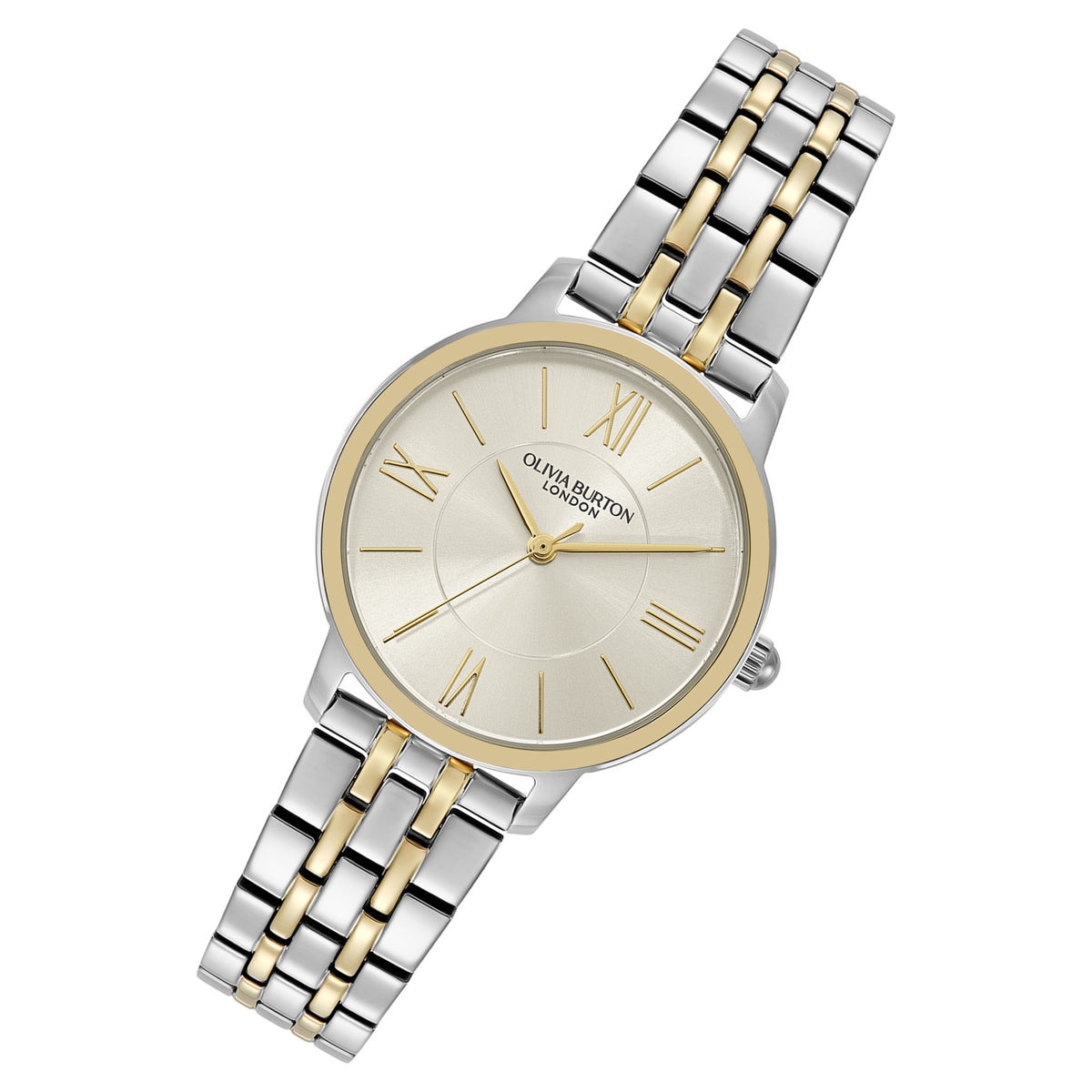 Olivia Burton Two-Tone Steel Silver White Dial Women's Watch - 24000351