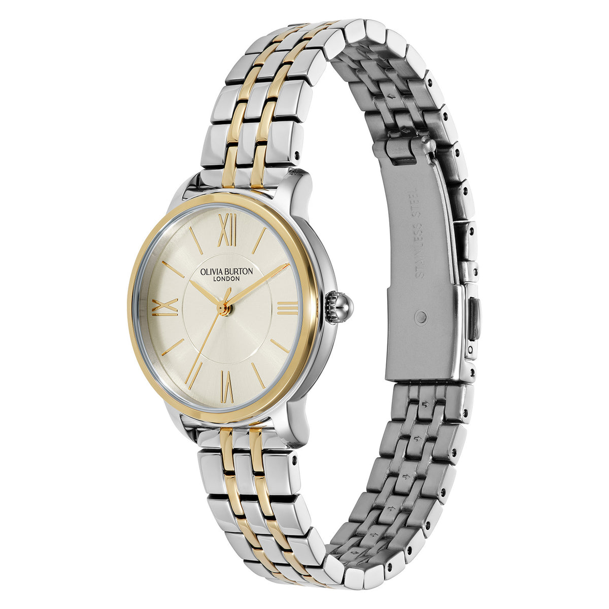Olivia Burton Two-Tone Steel Silver White Dial Women's Watch - 24000351