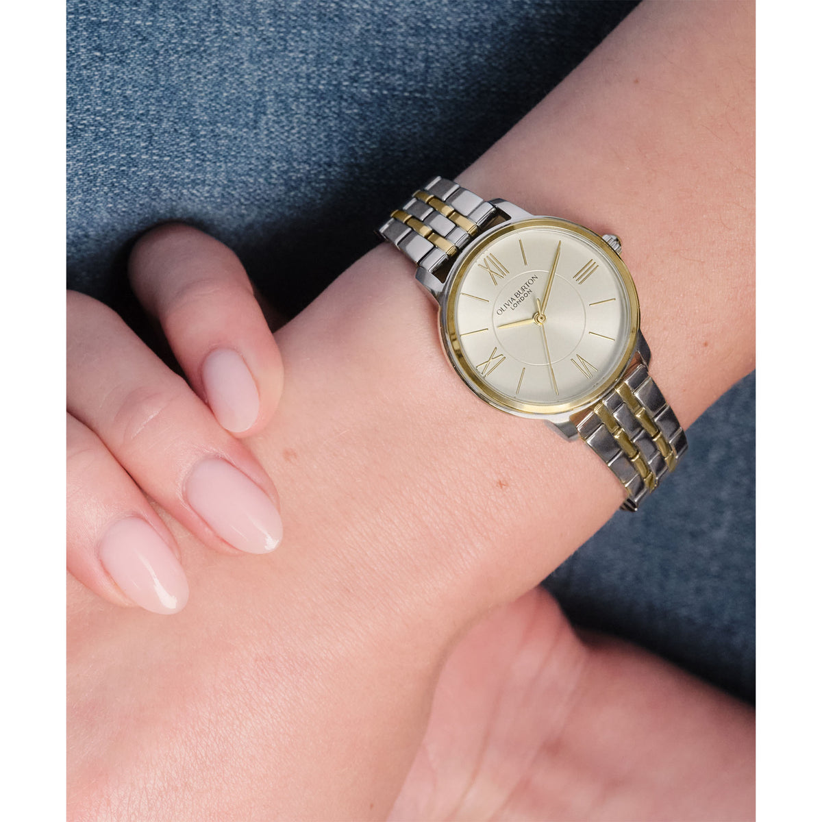 Olivia Burton Two-Tone Steel Silver White Dial Women's Watch - 24000351