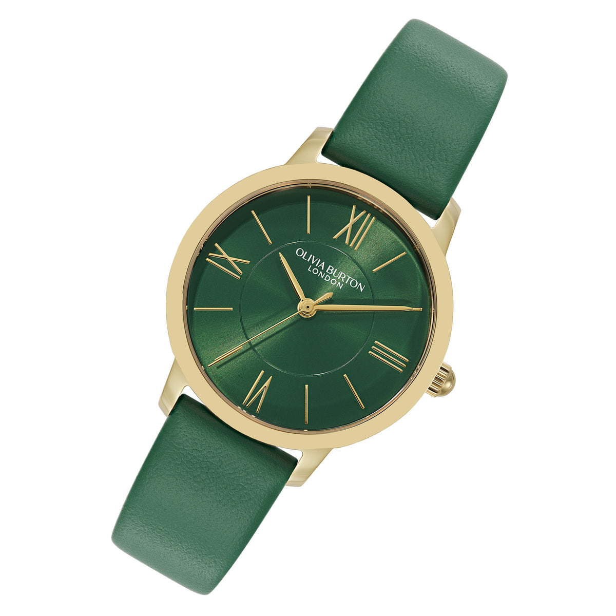Olivia Burton Leather Green Dial Women's Watch - 24000352