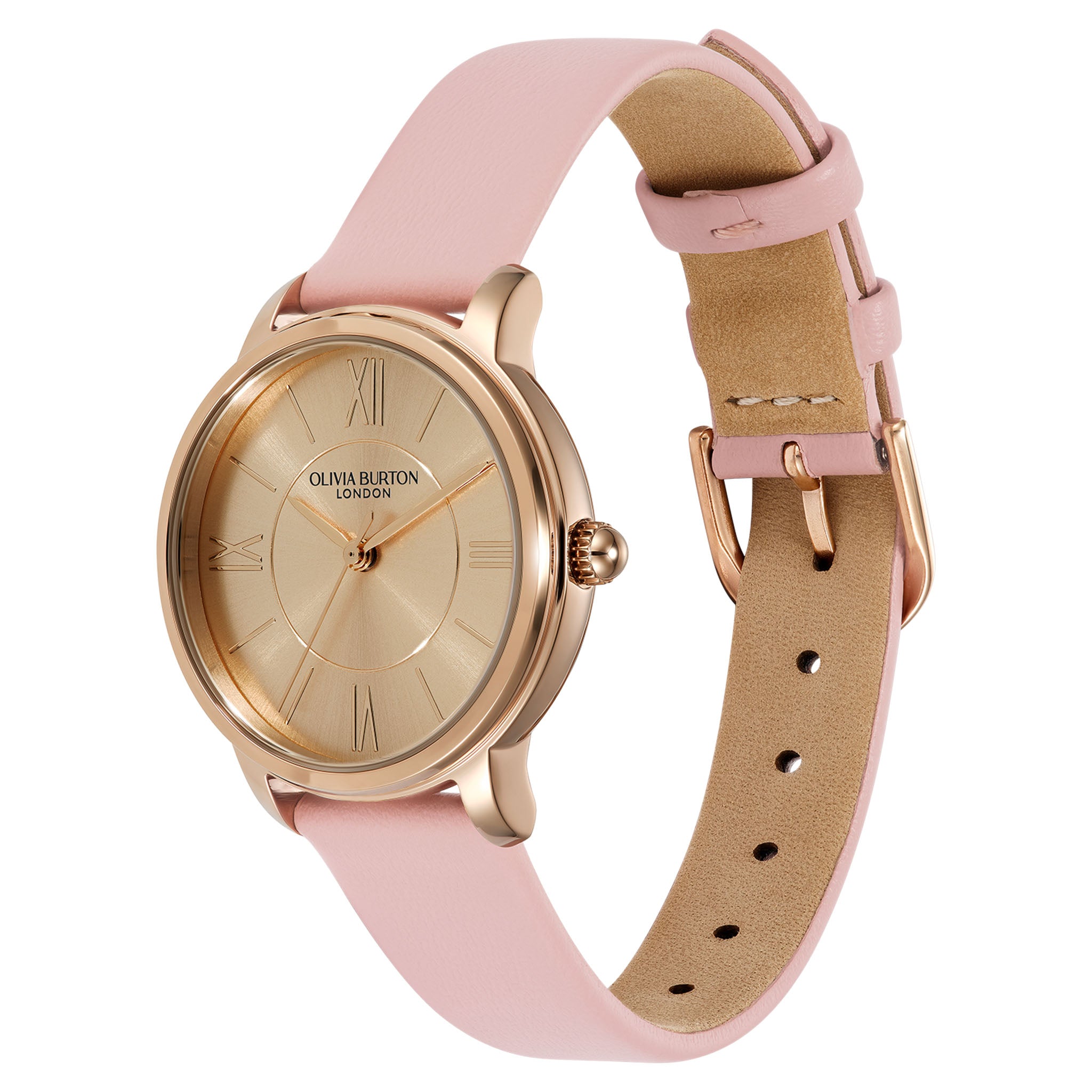 Olivia Burton Mellow Rose Leather Carnation Gold Dial Women's Watch - 24000353