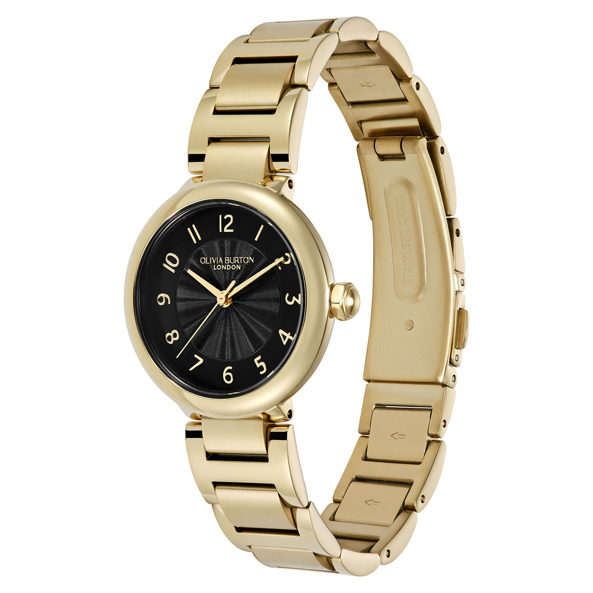 Olivia Burton Gold Steel Black Dial Women's Watch - 24000401