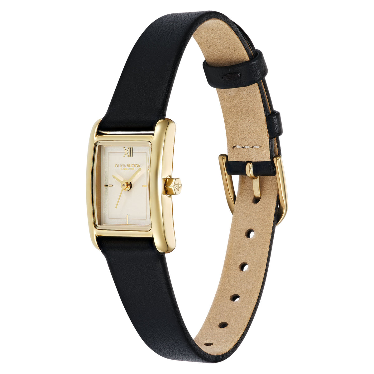 Olivia Burton Black Leather Ivory Dial Women's Watch - 24000437