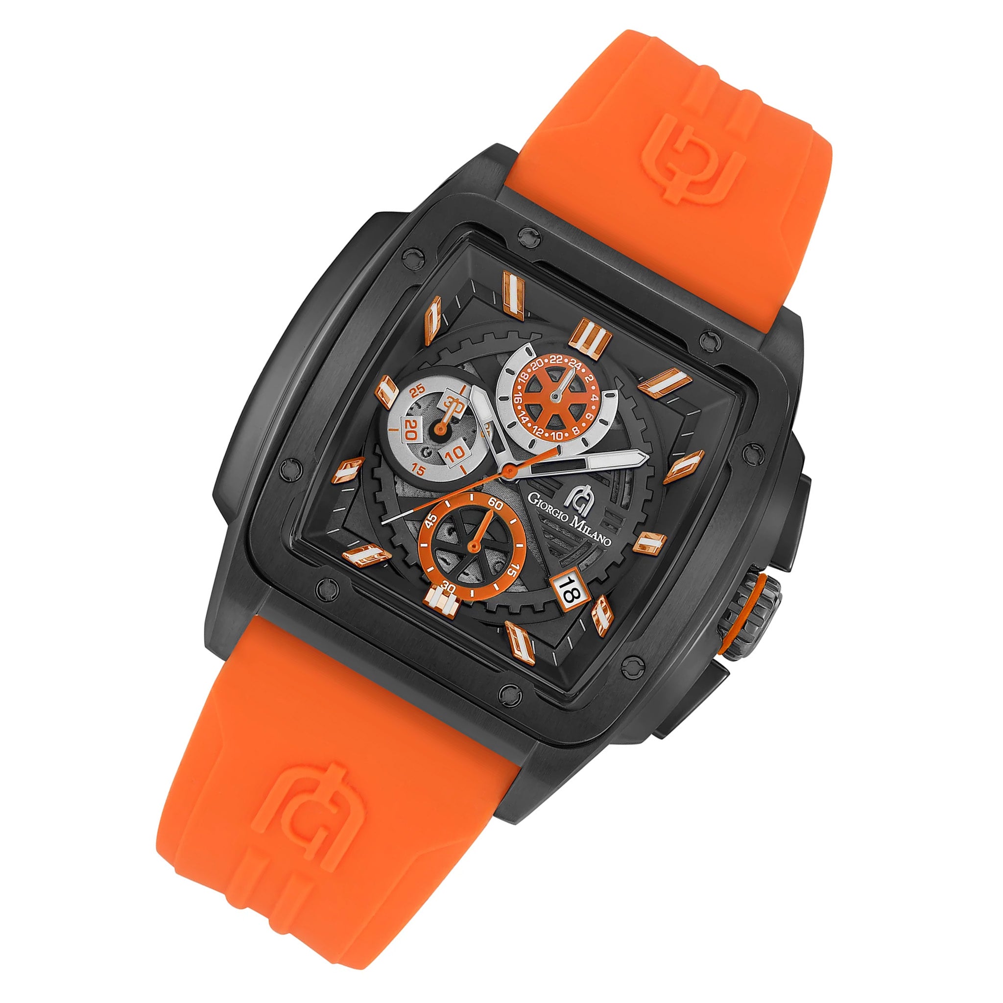 Giorgio Milano Orange Silicone Black Dial Chronograph Men's Watch - 250SBK318