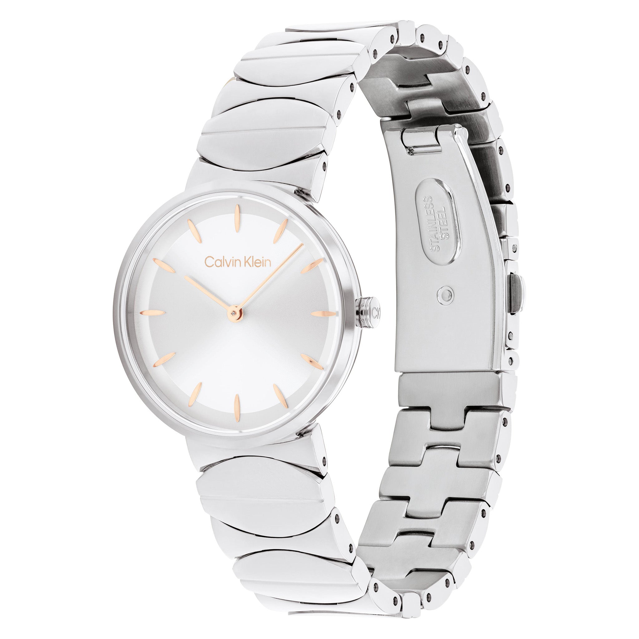 Calvin Klein Stainless Steel Silver White Dial Women's Watch - 25100042