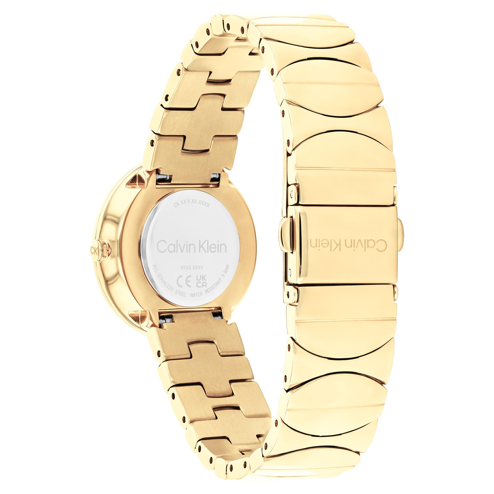 Calvin Klein Gold Steel Silver White Dial Women's Watch - 25100043