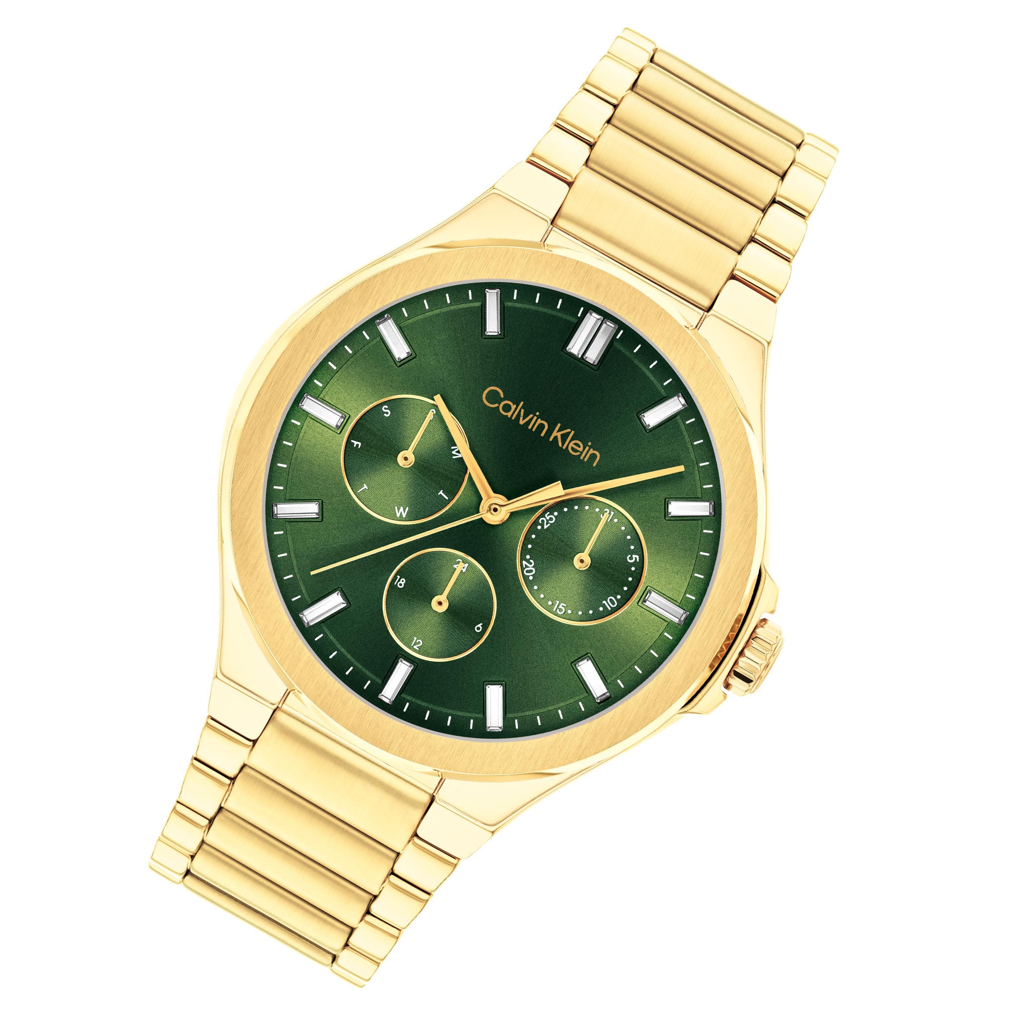 Calvin Klein Gold Steel Green Dial Multi-function Women's Watch - 25100053