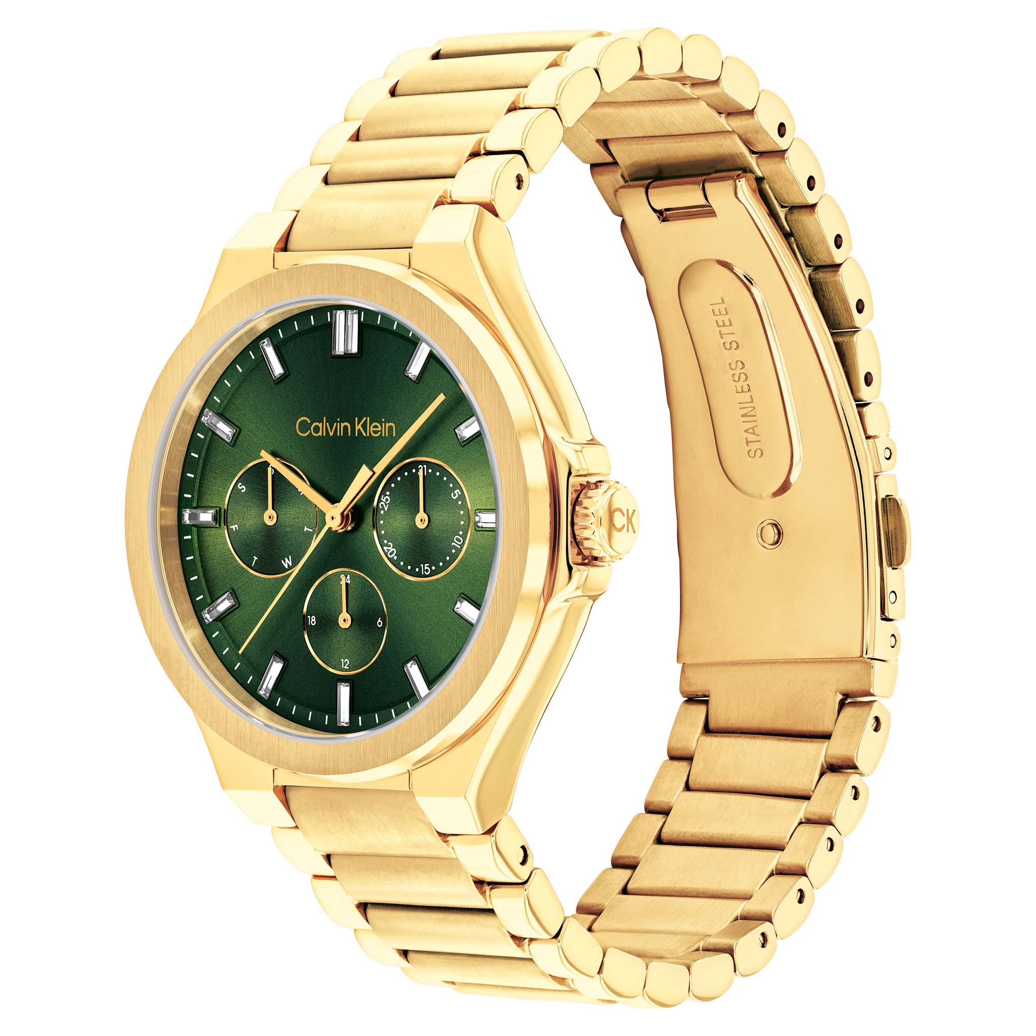 Calvin Klein Gold Steel Green Dial Multi-function Women's Watch - 25100053