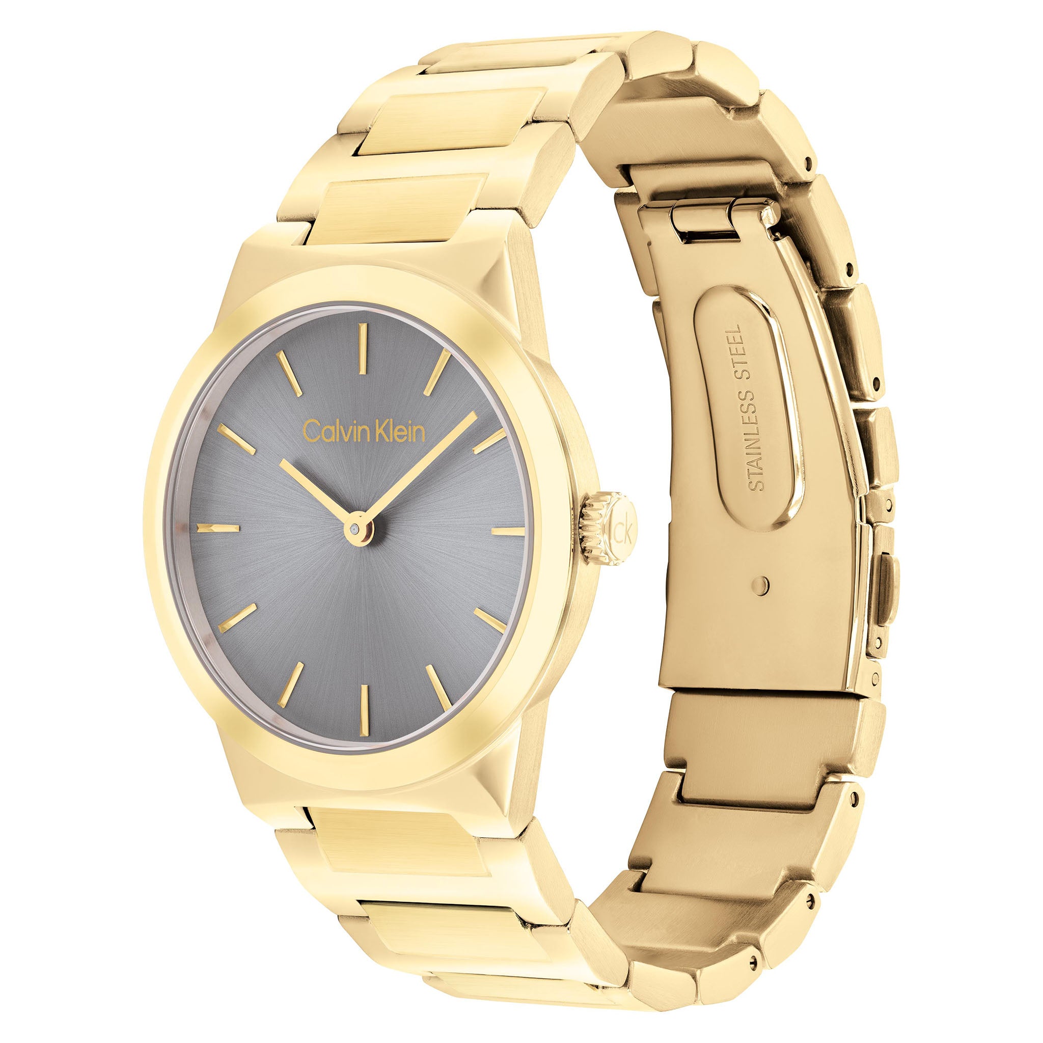 Calvin Klein Gold Steel Grey Dial Women's Watch - 25100082