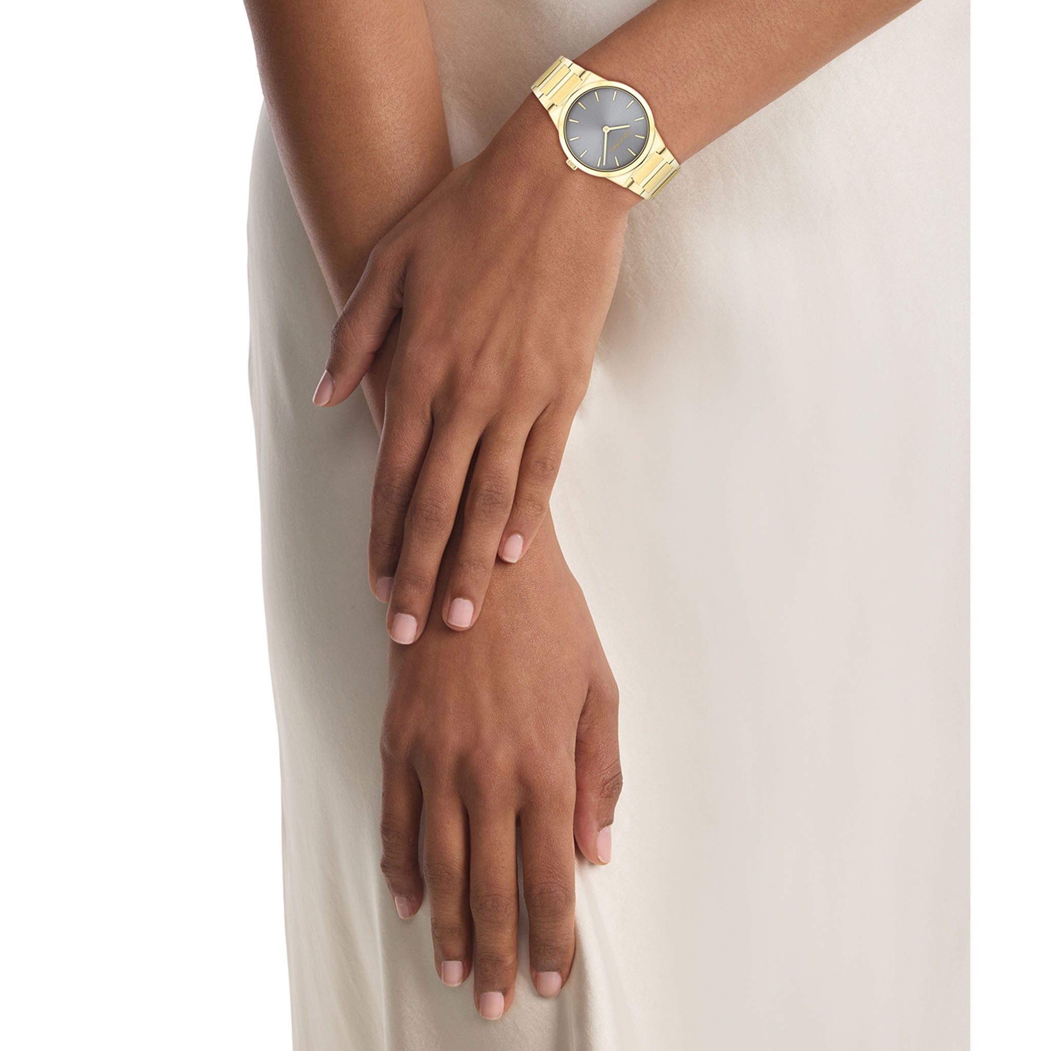 Calvin Klein Gold Steel Grey Dial Women's Watch - 25100082