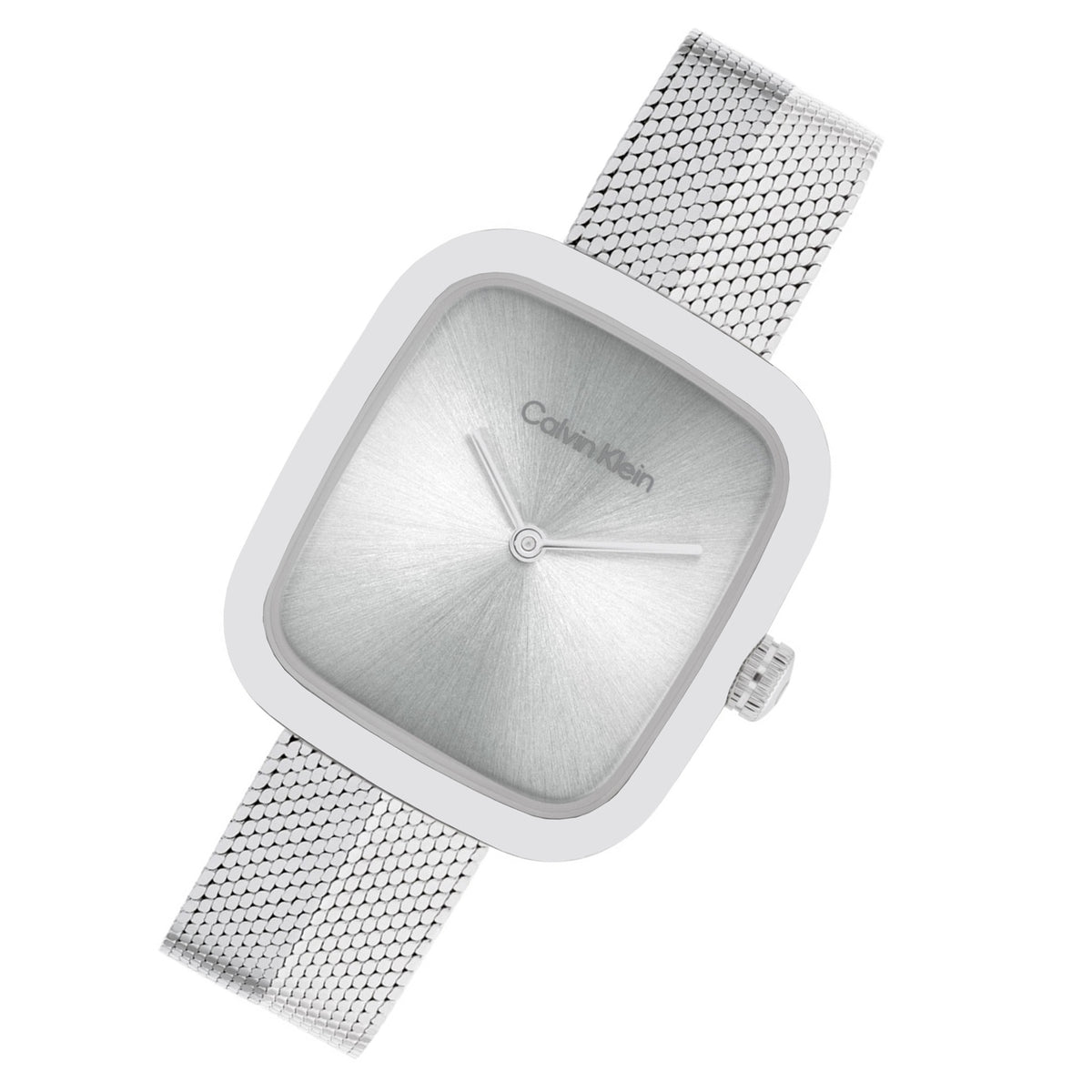 Calvin Klein Stainless Steel Mesh Silver White Dial Women's Watch - 25100098