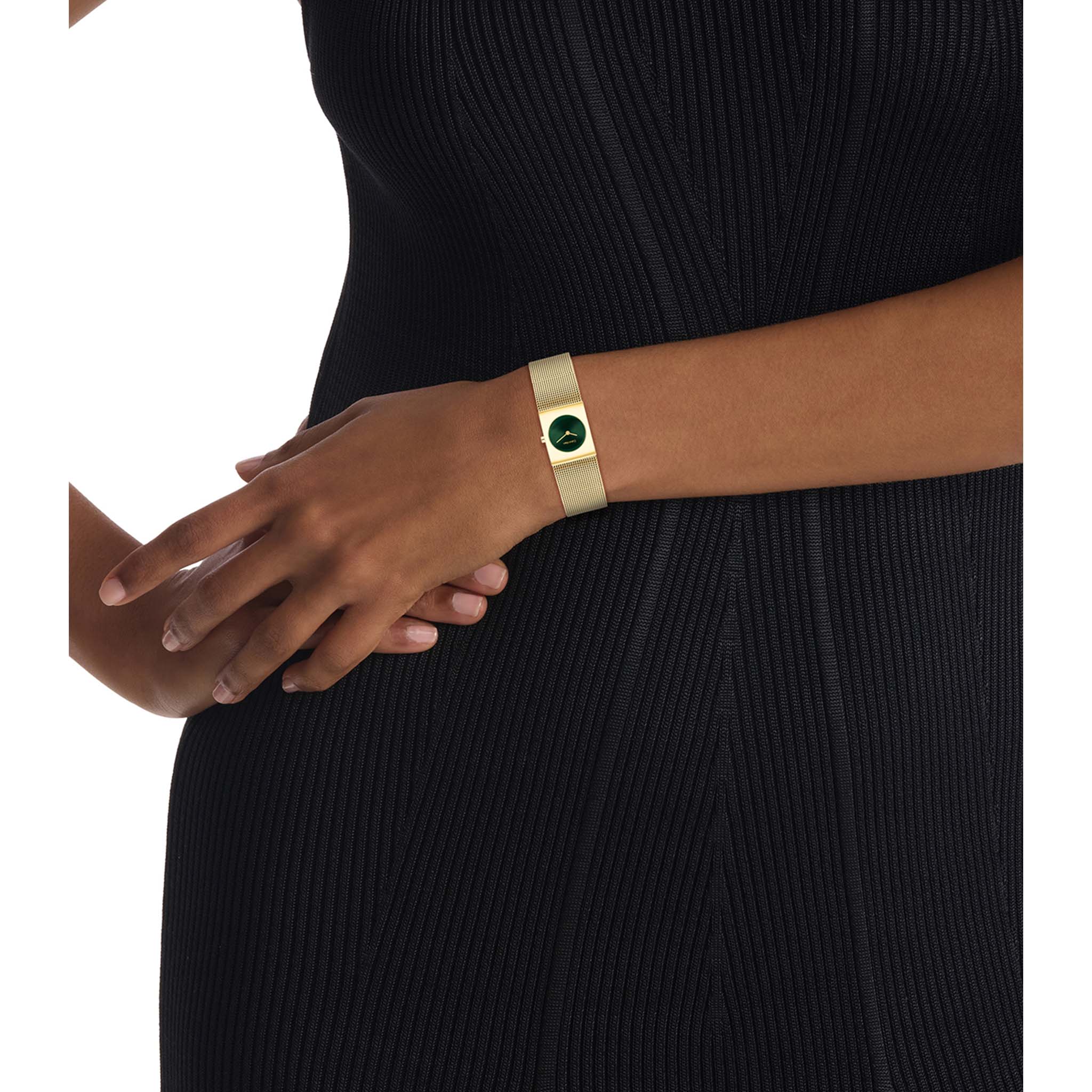 Calvin Klein Gold Steel Mesh Green Dial Women's Watch - 25100136