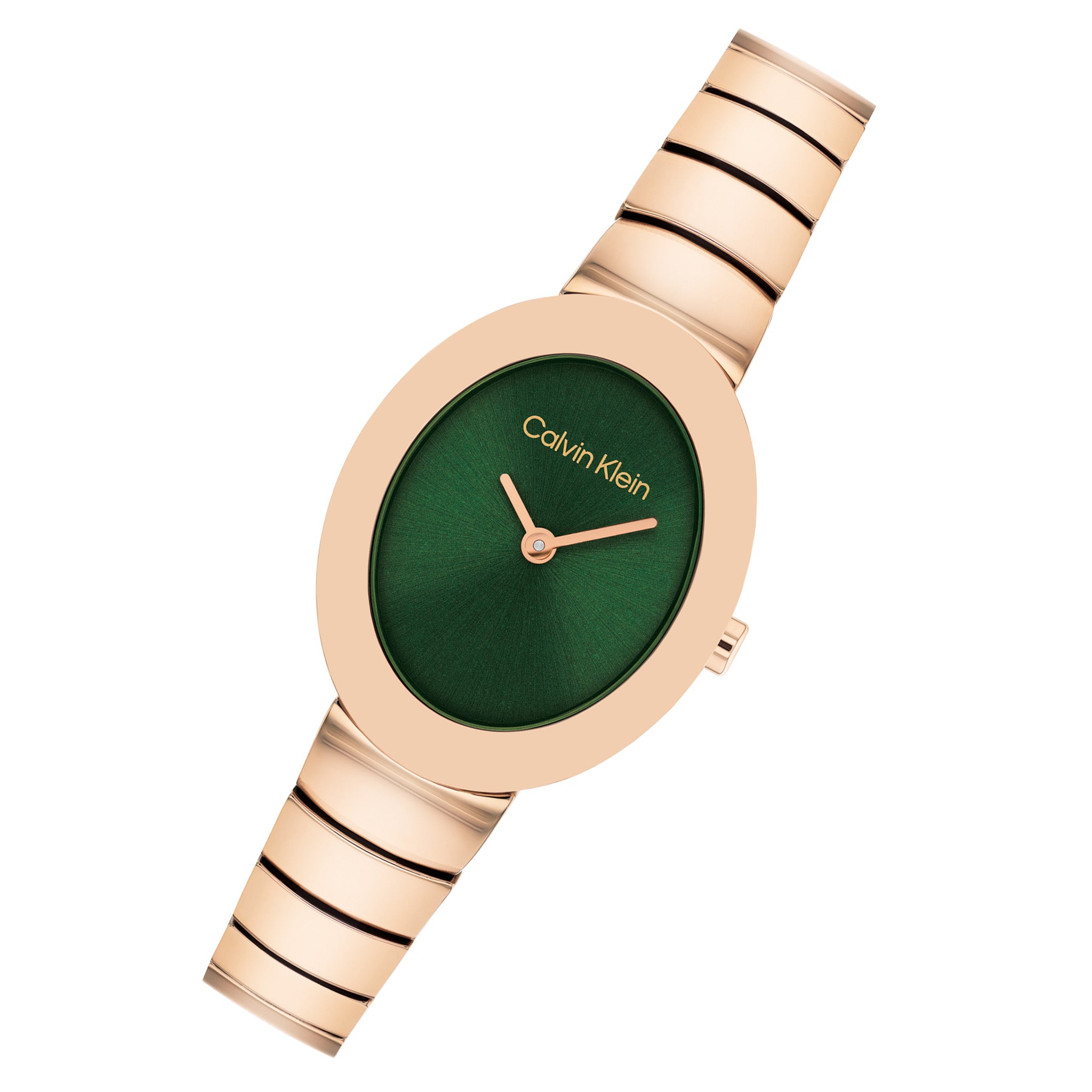 Calvin Klein Rose Gold Steel Dark Green Dial Women's Watch - 25100148