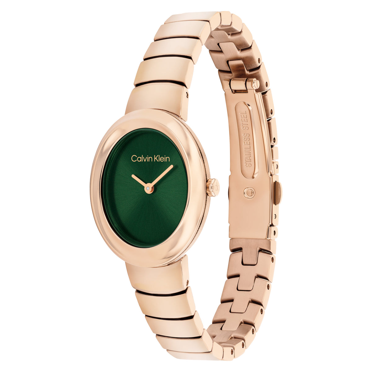 Calvin Klein Rose Gold Steel Dark Green Dial Women's Watch - 25100148