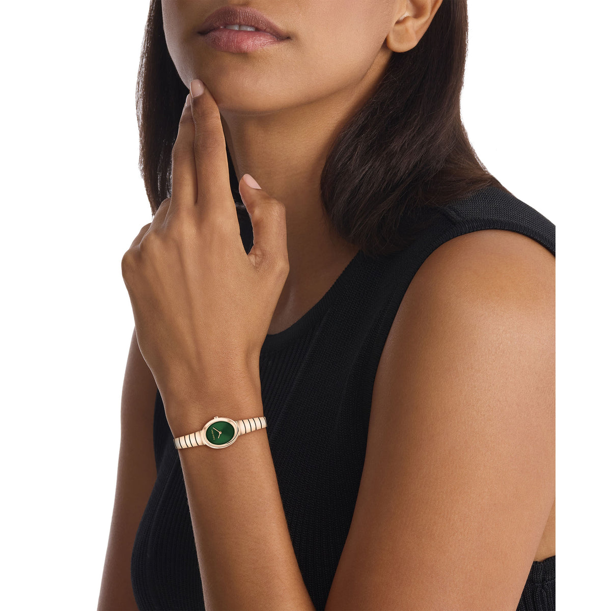 Calvin Klein Rose Gold Steel Dark Green Dial Women's Watch - 25100148
